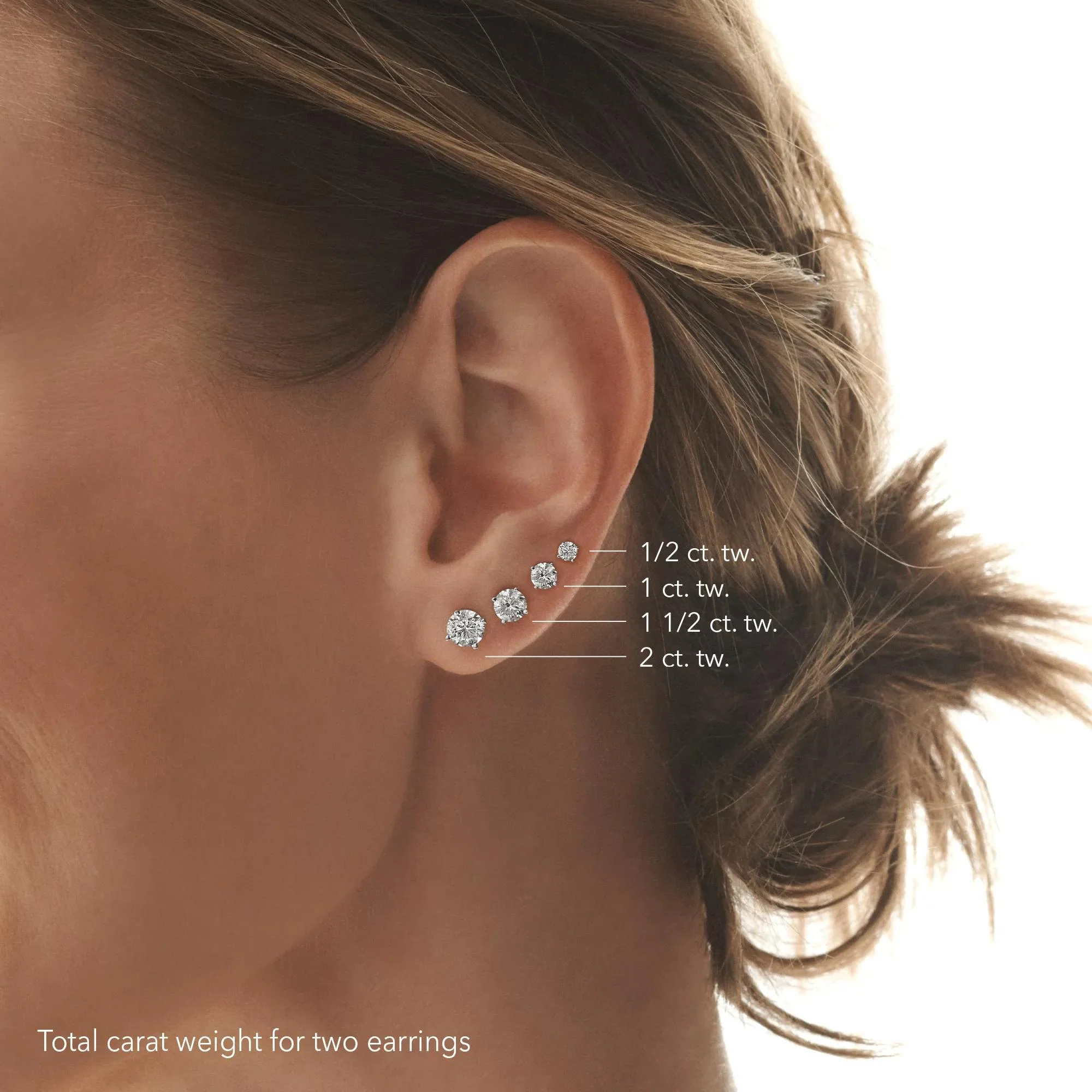 3/4 CT. Tw. Lab Grown Princess-Cut Diamond Illusion Stud Earrings 10K White Gold Size 6.30mm - Image 3