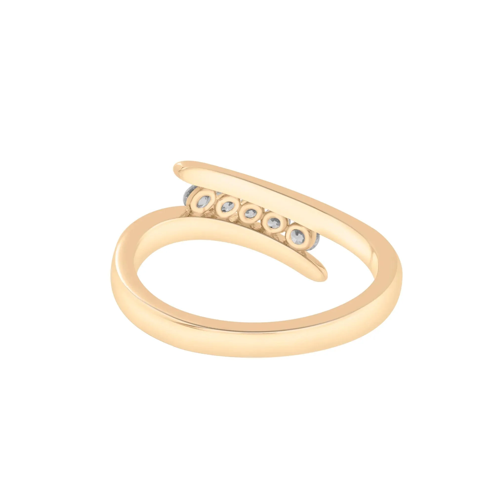 1/4 CT. Tw. Diamond Bypass Ring 10K Yellow Gold Round Brilliant Cut Size 6 2mm - Image 2