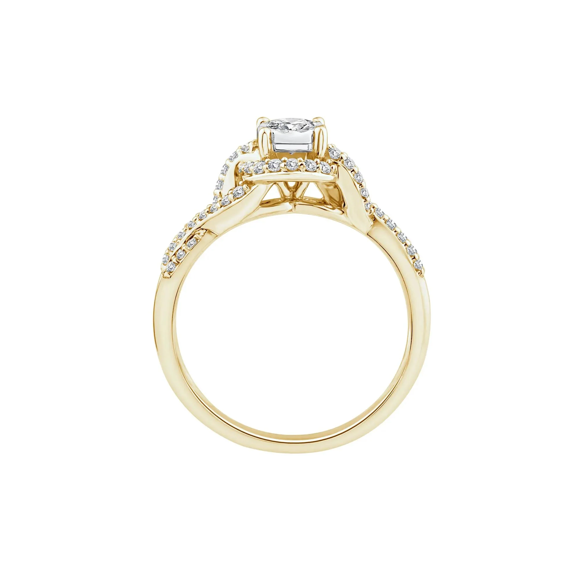 1/2 CT. Tw. Lab Grown Diamond Promise Ring 10K Yellow Gold Round Brilliant Cut Size 6 - Image 2