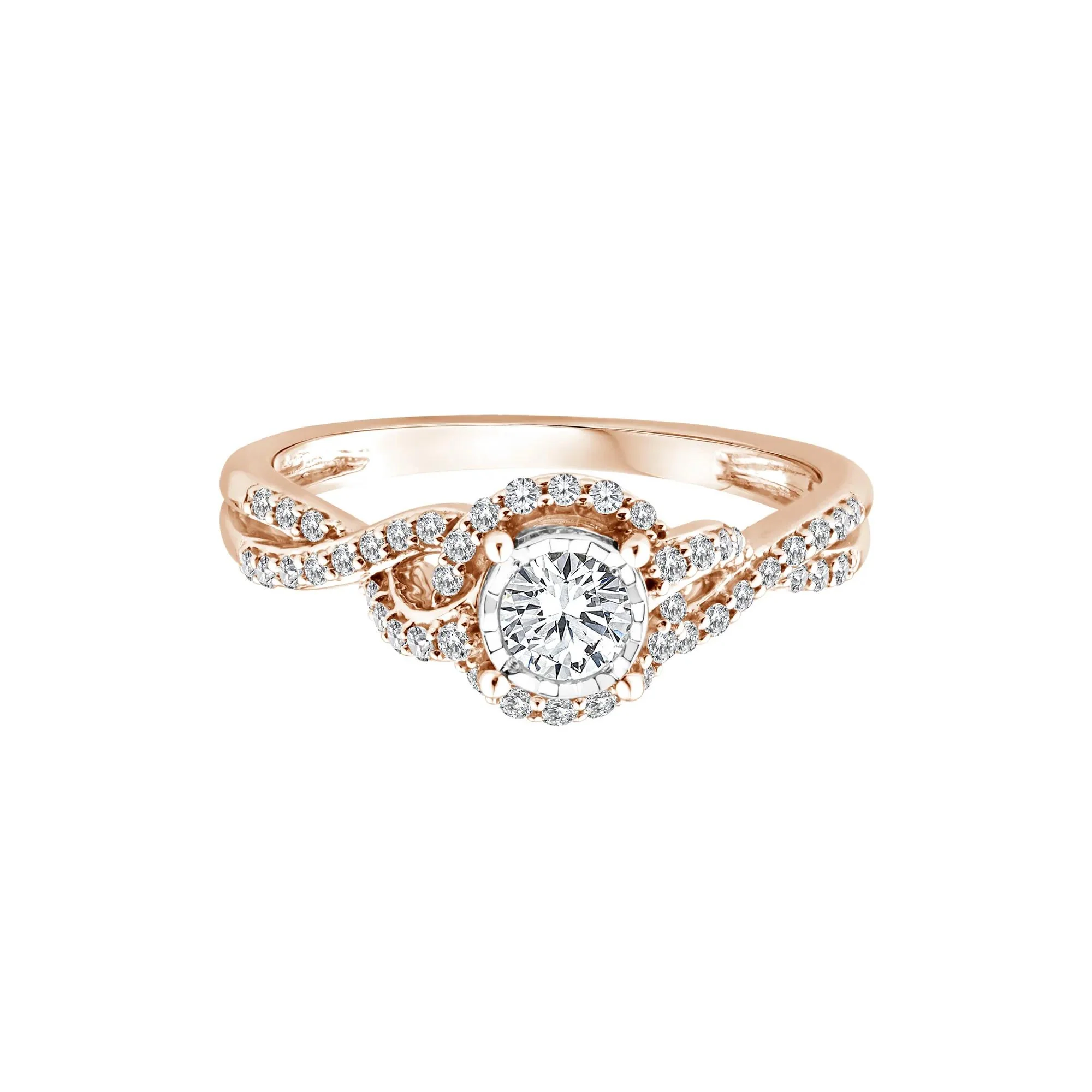 1/2 CT. Tw. Lab Grown Diamond Promise Ring 10K Rose Gold Round Brilliant Cut Size 6