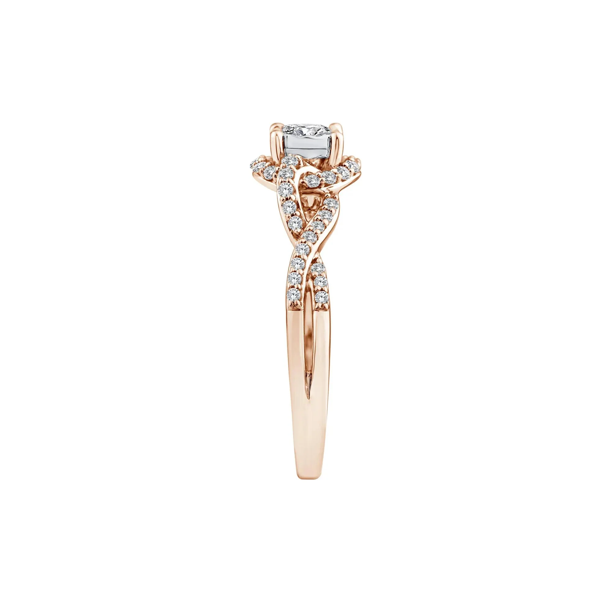 1/2 CT. Tw. Lab Grown Diamond Promise Ring 10K Rose Gold Round Brilliant Cut Size 8 - Image 3