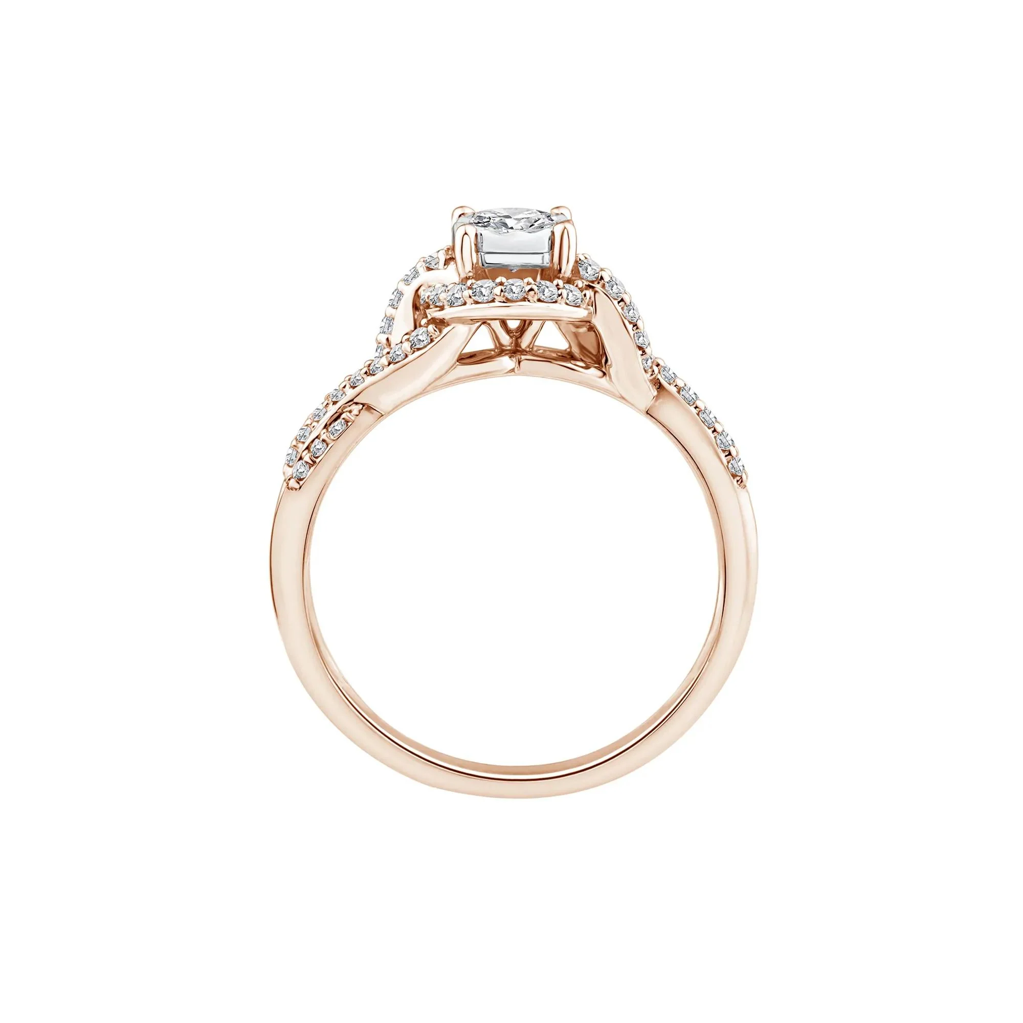 1/2 CT. Tw. Lab Grown Diamond Promise Ring 10K Rose Gold Round Brilliant Cut Size 9 - Image 2