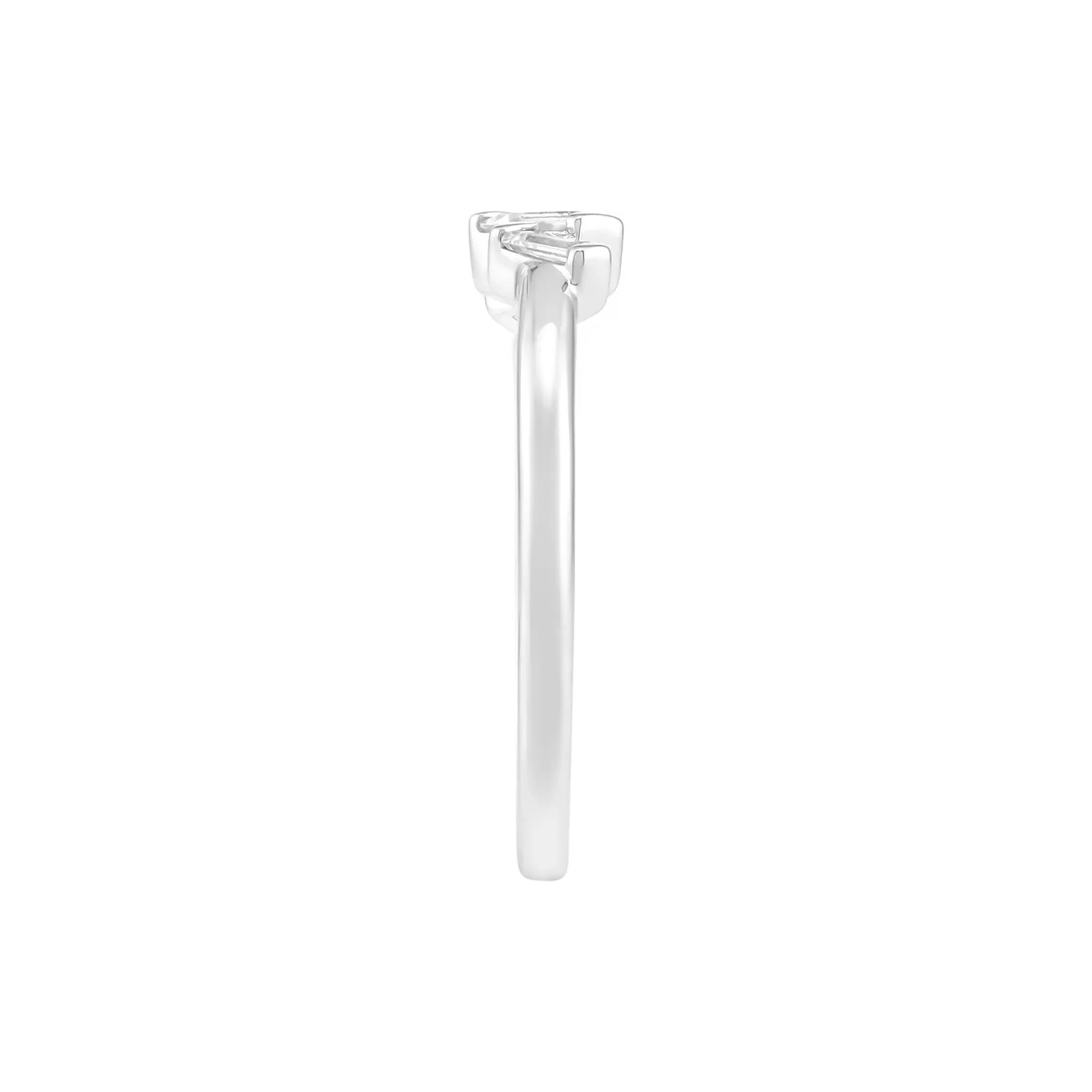 Lab-Created White Sapphire Three-Stone Stack Ring .925 Sterling Silver Size 6 1.5mm - Image 2