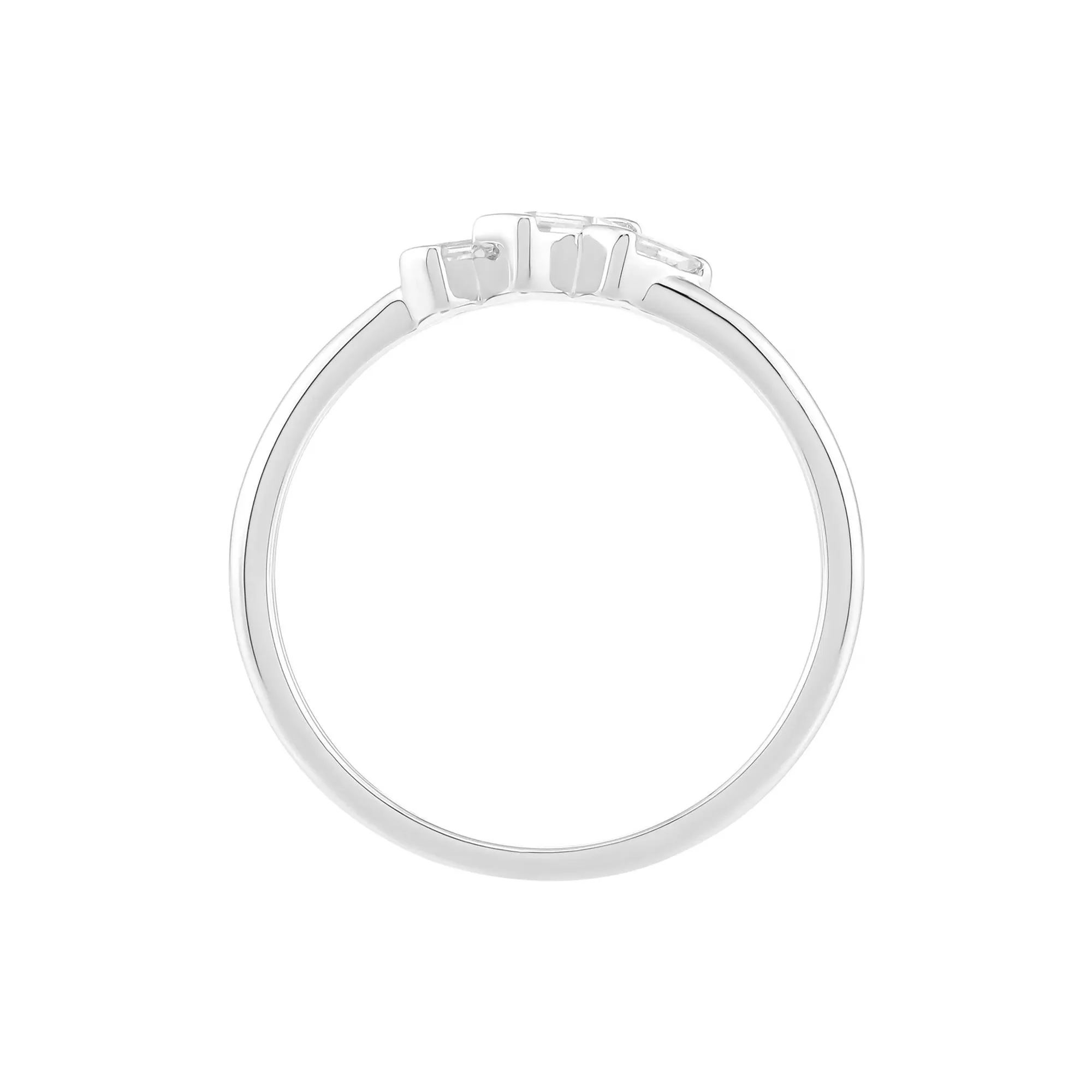 Lab-Created White Sapphire Three-Stone Stack Ring .925 Sterling Silver Size 6 1.5mm - Image 3