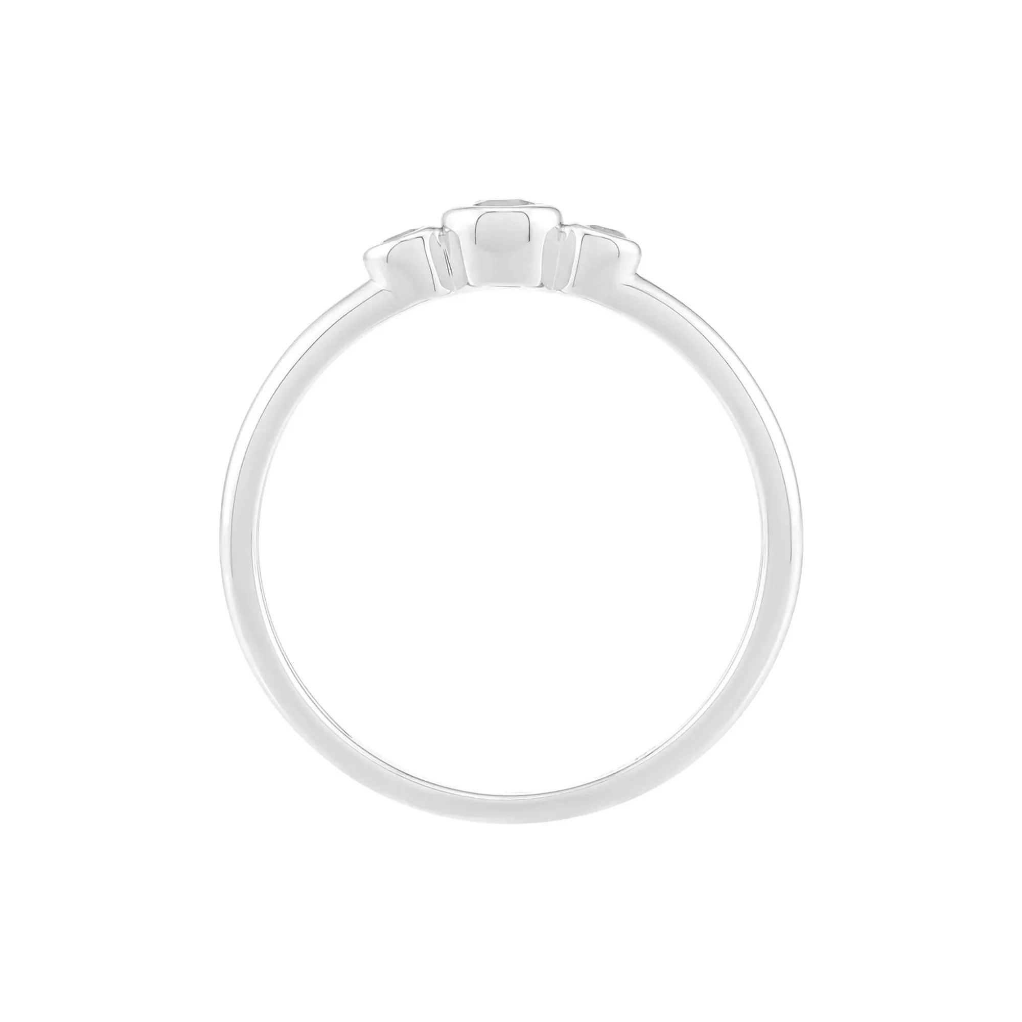 Lab-Created White Sapphire Three-Stone Ring .925 Sterling Silver Size 5.5 1.5mm - Image 2