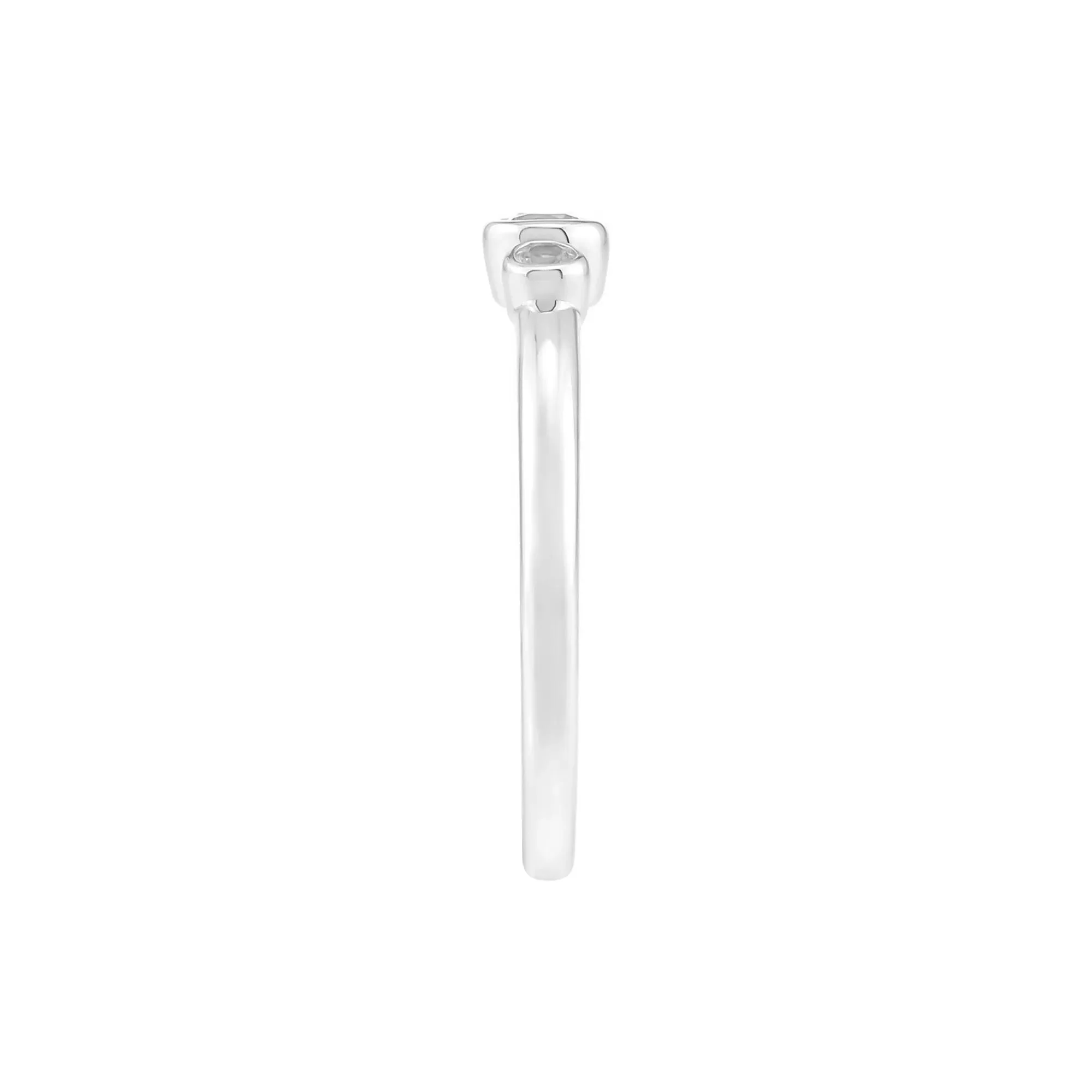 Lab-Created White Sapphire Three-Stone Ring .925 Sterling Silver Size 6 1.5mm - Image 3