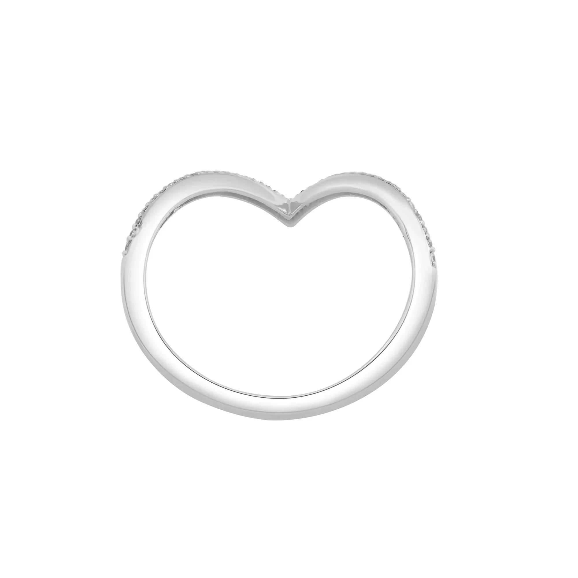 Diamond Chevron Ring .925 Sterling Silver White Size 8.5 1mm - Image 4