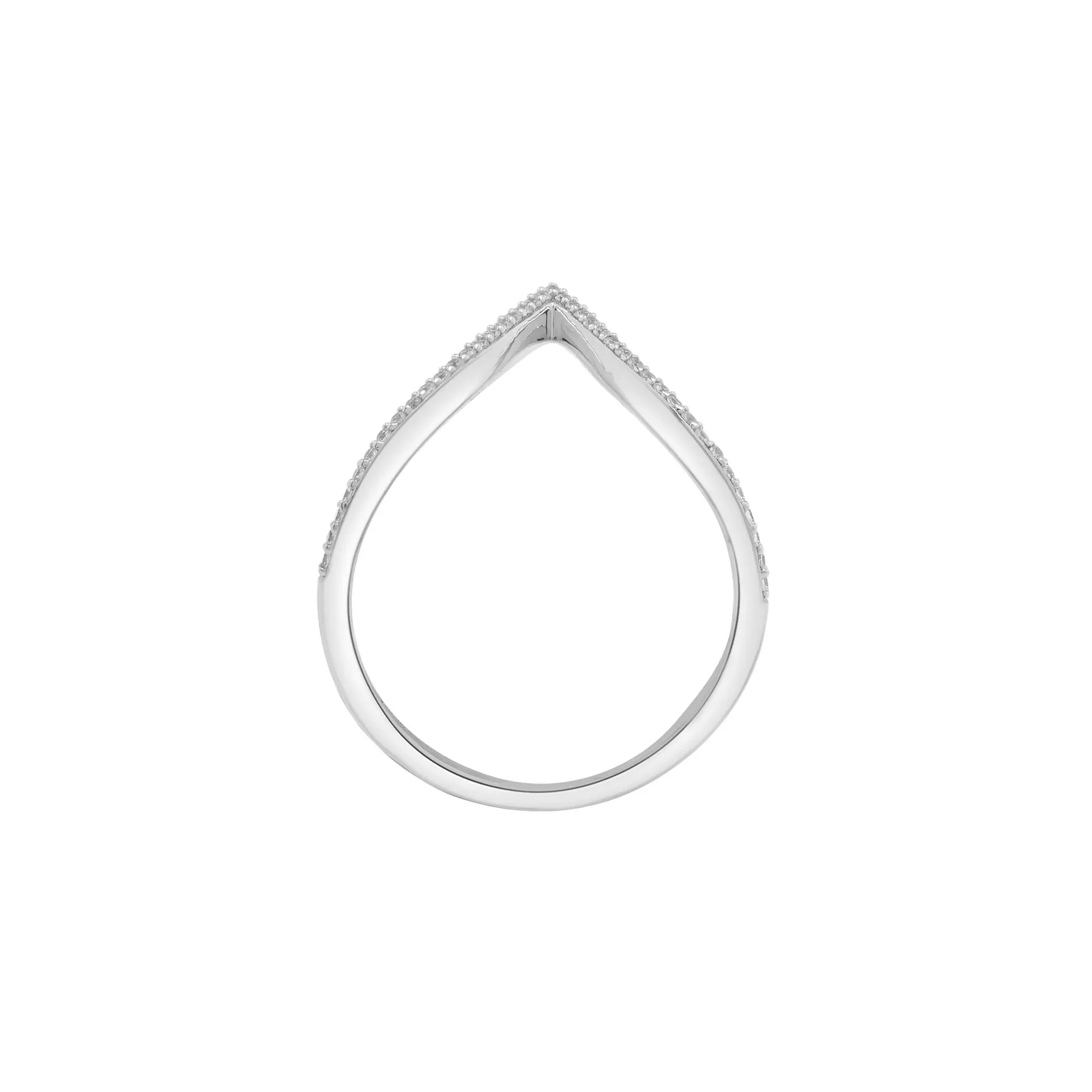 Diamond Chevron Ring .925 Sterling Silver White Size 9 1mm - Image 2