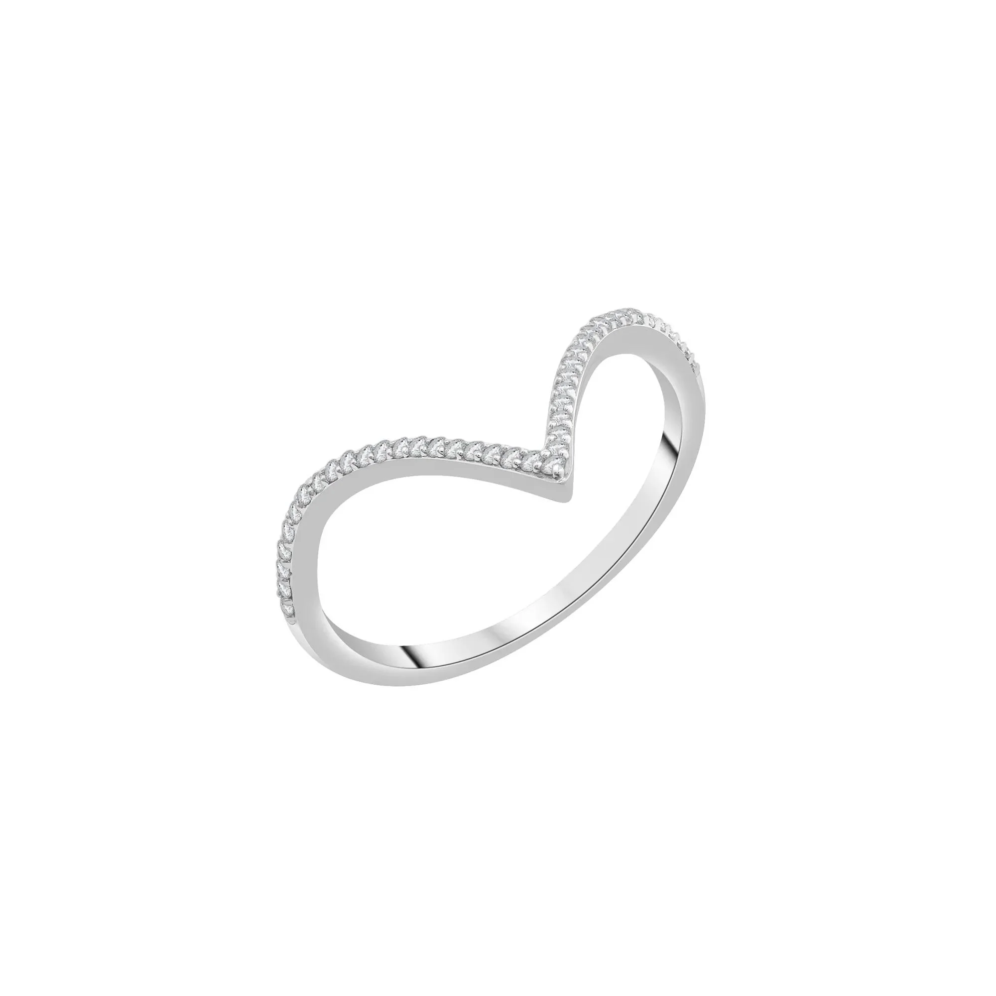 Diamond Chevron Ring .925 Sterling Silver White Size 9 1mm - Image 5