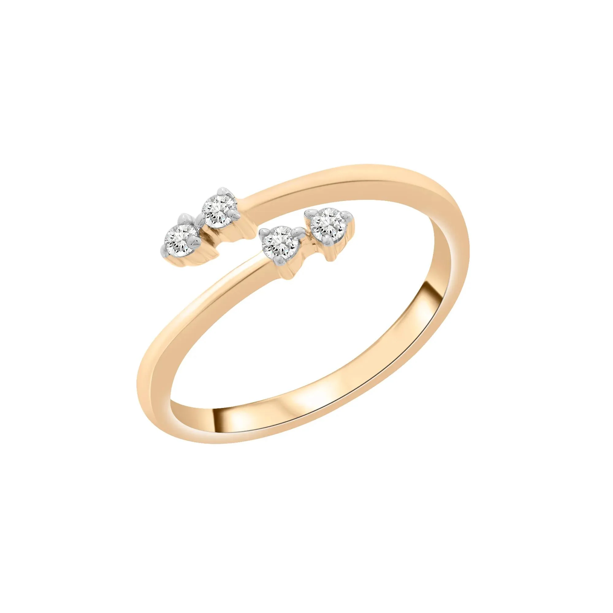 1/10 CT. Tw. Diamond Open Bypass Ring 10K Yellow Gold Round Brilliant Cut Size 8 2mm - Image 5