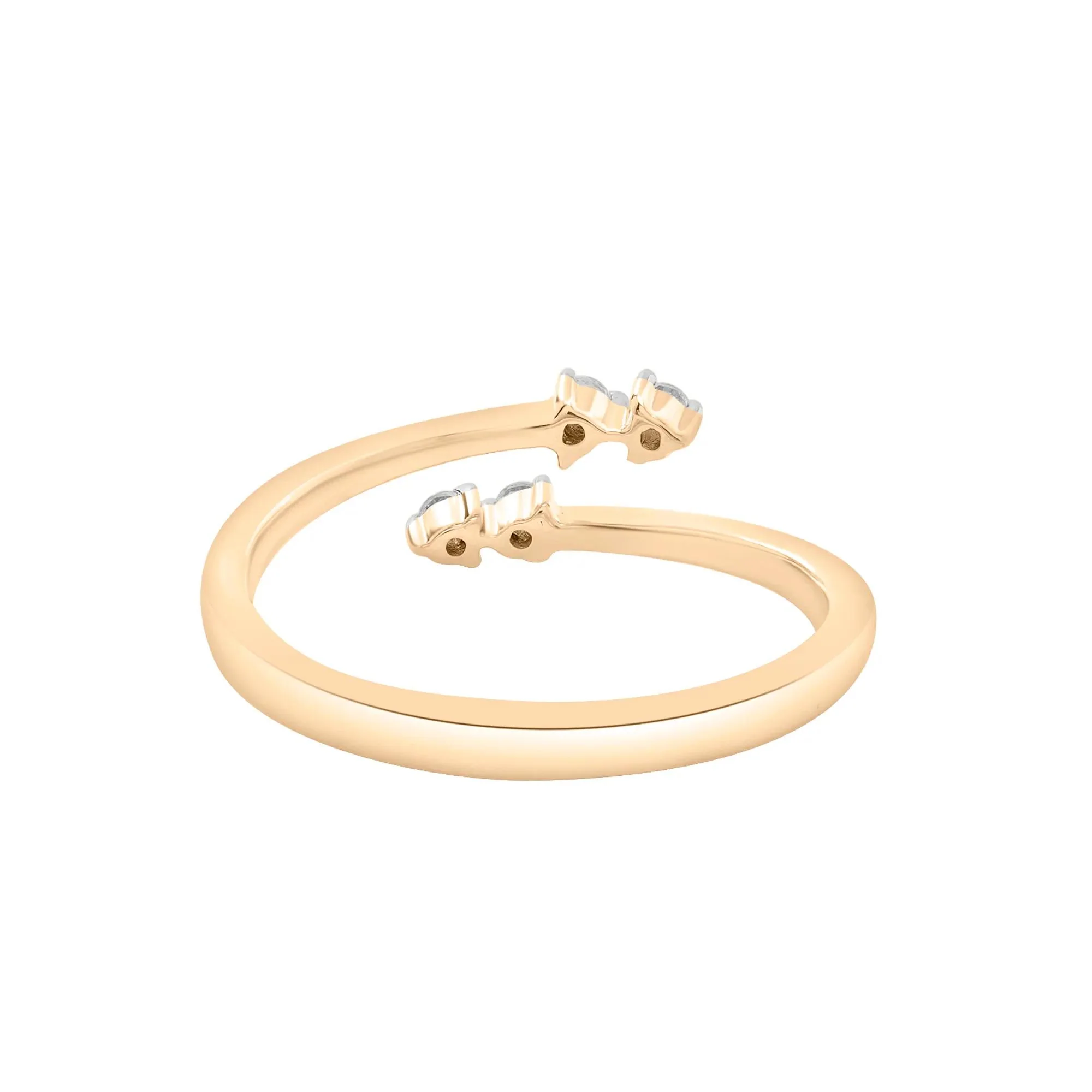 1/10 CT. Tw. Diamond Open Bypass Ring 10K Yellow Gold Round Brilliant Cut Size 8.5 2mm - Image 4