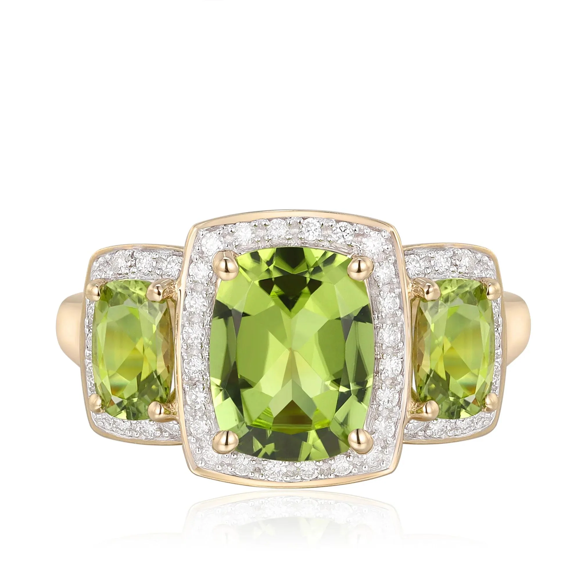 1/5 CT. Tw. Peridot and Diamond Ring 10K Yellow Gold Size 5