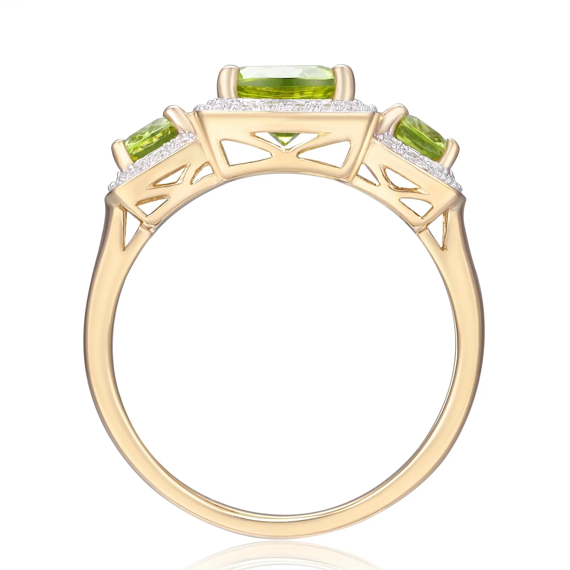 1/5 CT. Tw. Peridot and Diamond Ring 10K Yellow Gold Size 5 - Image 2