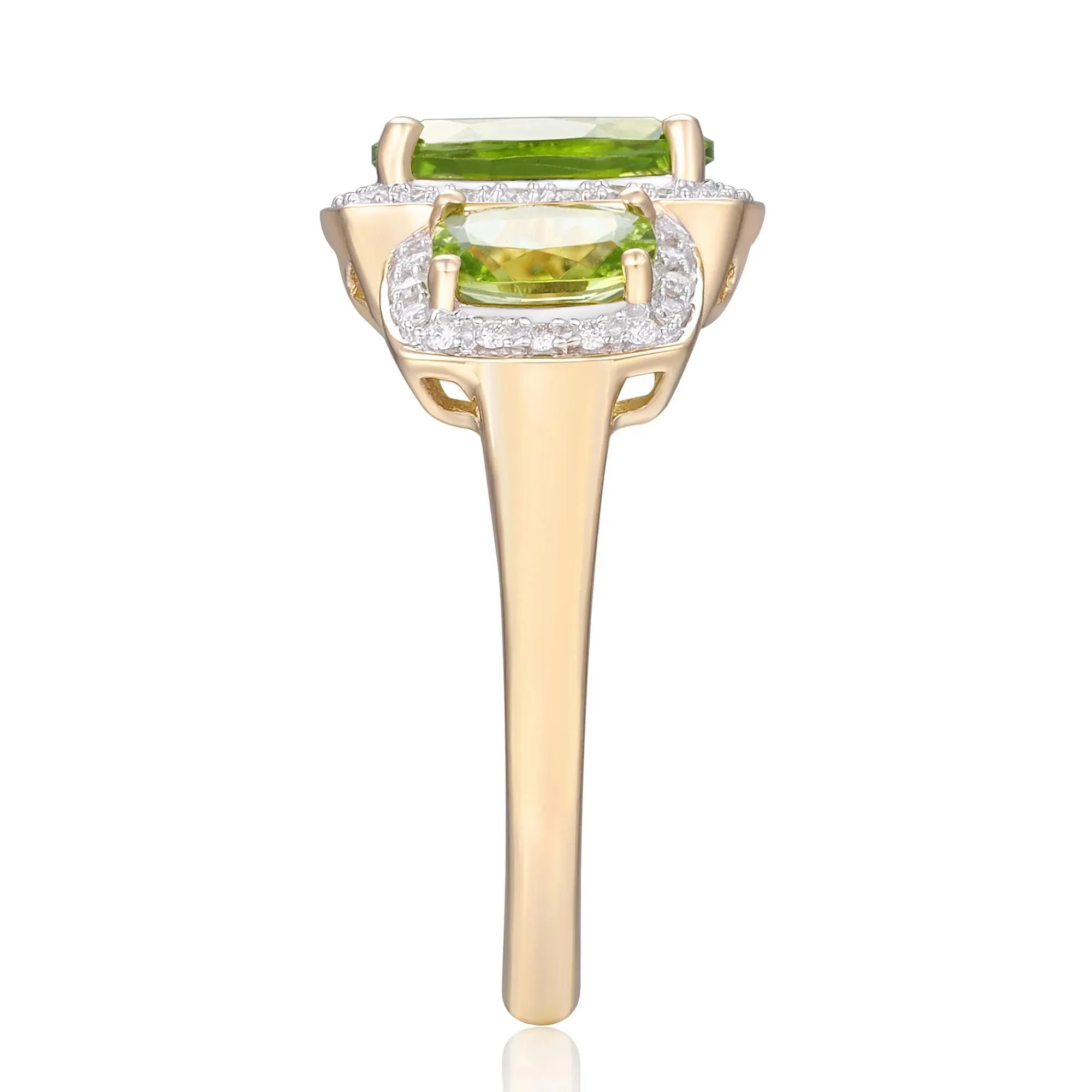 1/5 CT. Tw. Peridot and Diamond Ring 10K Yellow Gold Size 6.5 - Image 3