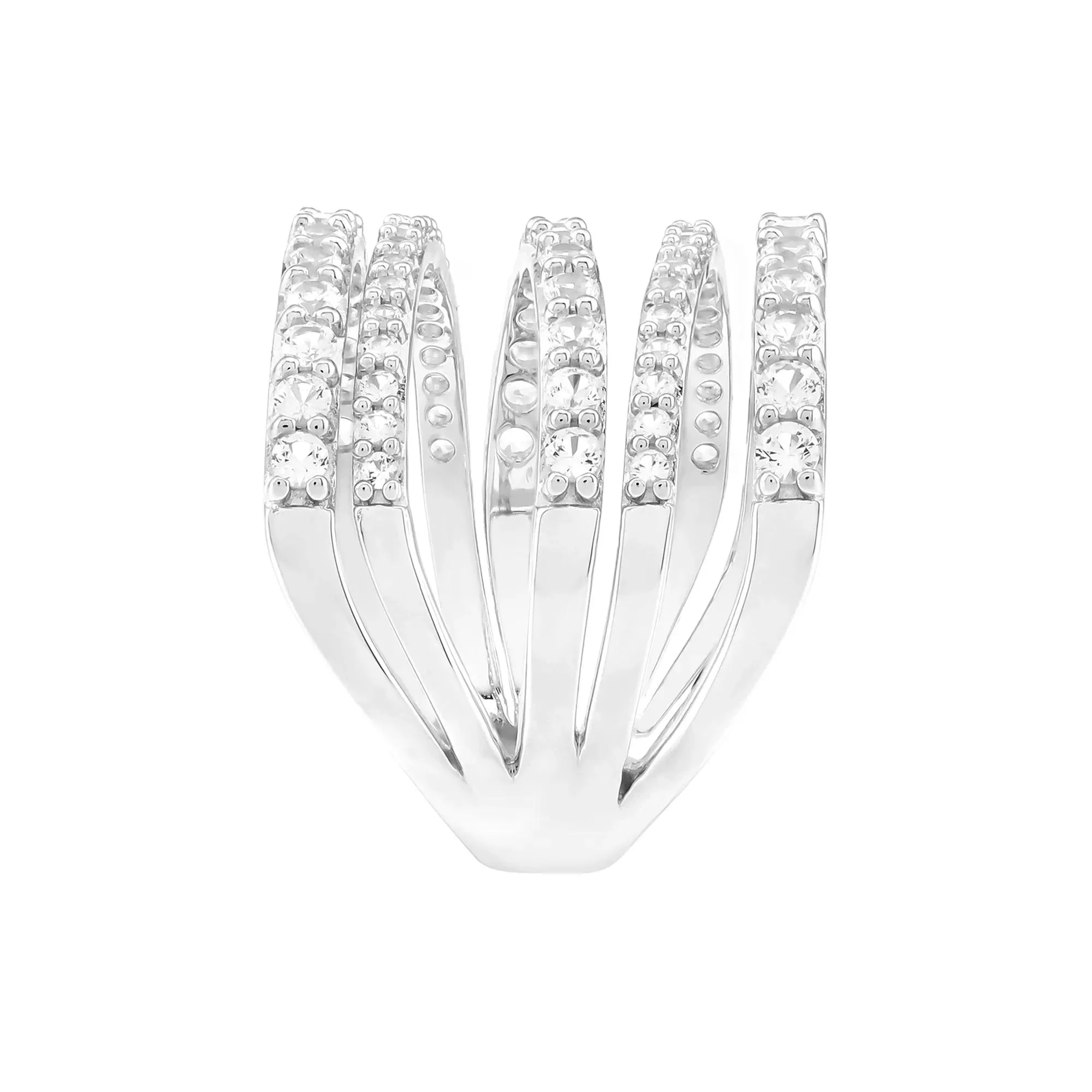 Lab-Created White Sapphire Wrap Band Ring .925 Sterling Silver Size 7 4.5mm
