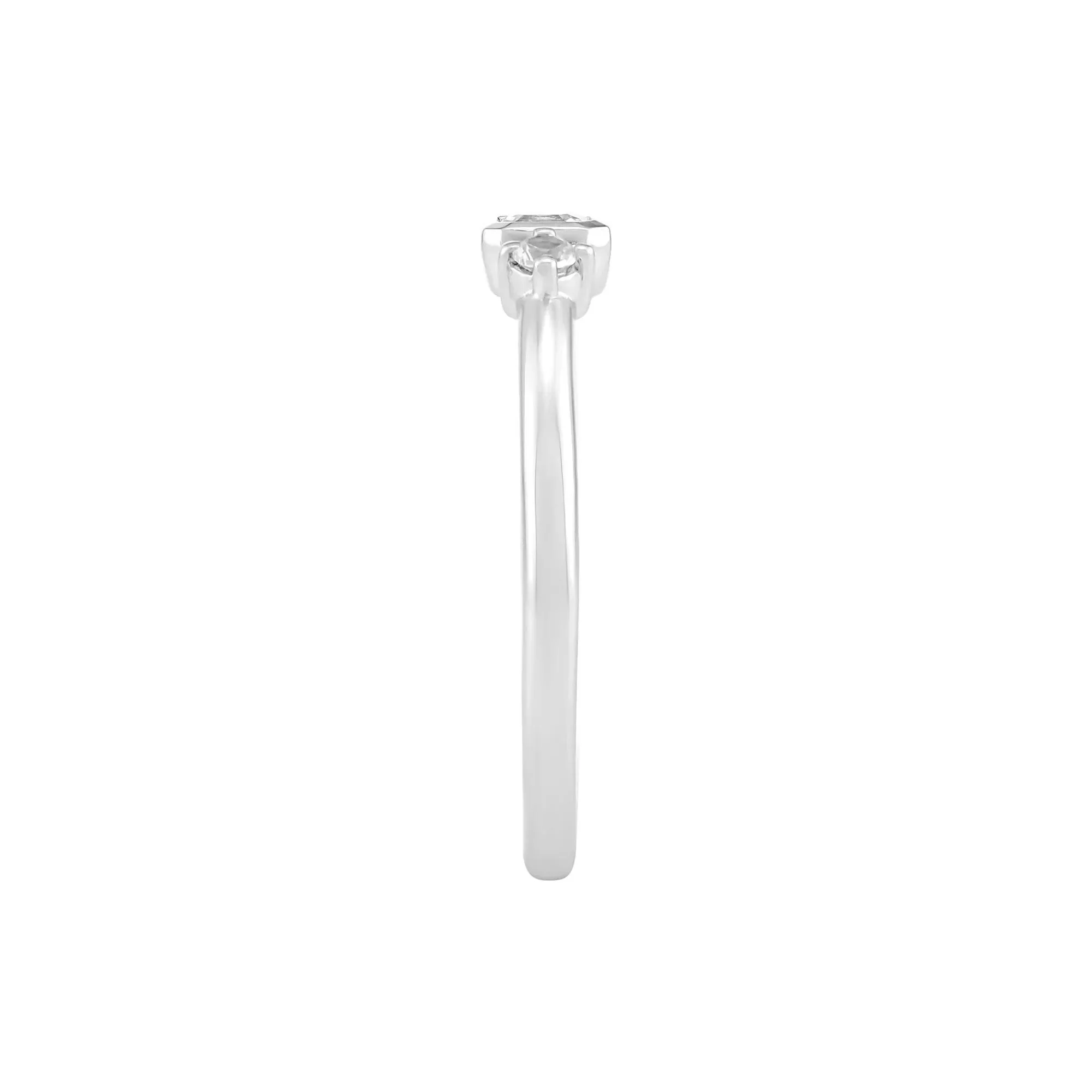 Asscher-Cut Lab-Created White Sapphire Stack Ring .925 Sterling Silver Size 6 1.5mm - Image 2