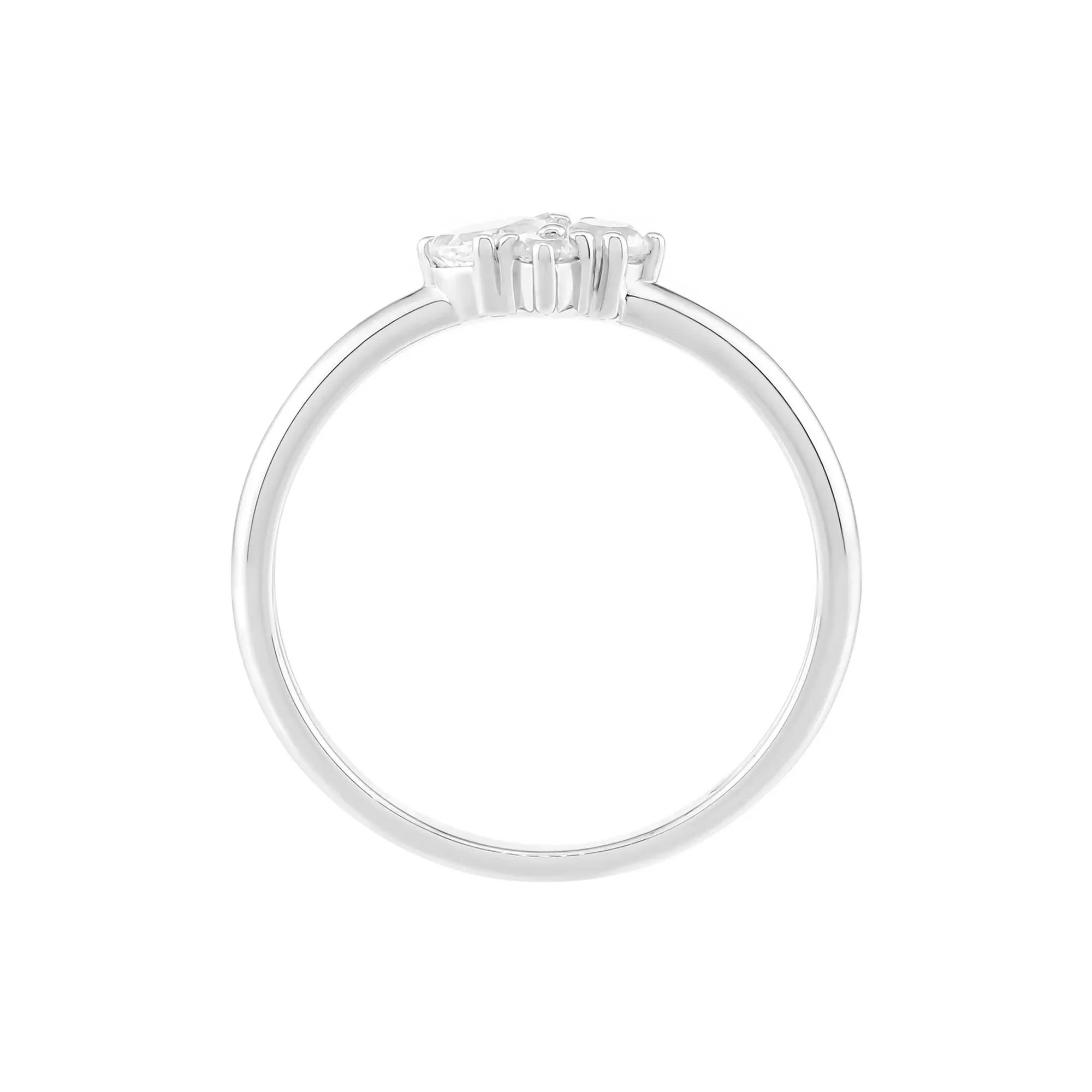 Lab-Created White Sapphire Three-Stone Stack Ring .925 Sterling Silver Round Brilliant Cut Size 6.5 1.5mm