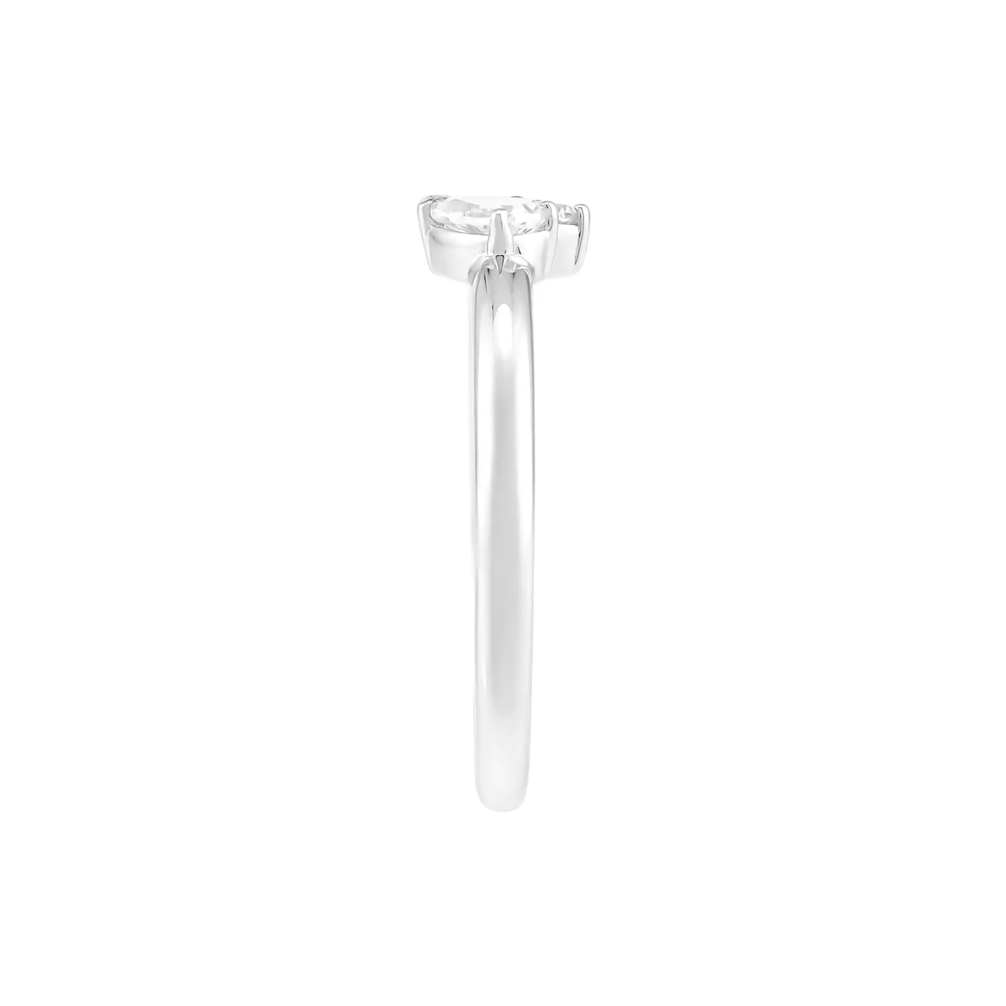 Lab-Created White Sapphire Three-Stone Stack Ring .925 Sterling Silver Round Brilliant Cut Size 8 1.5mm - Image 2