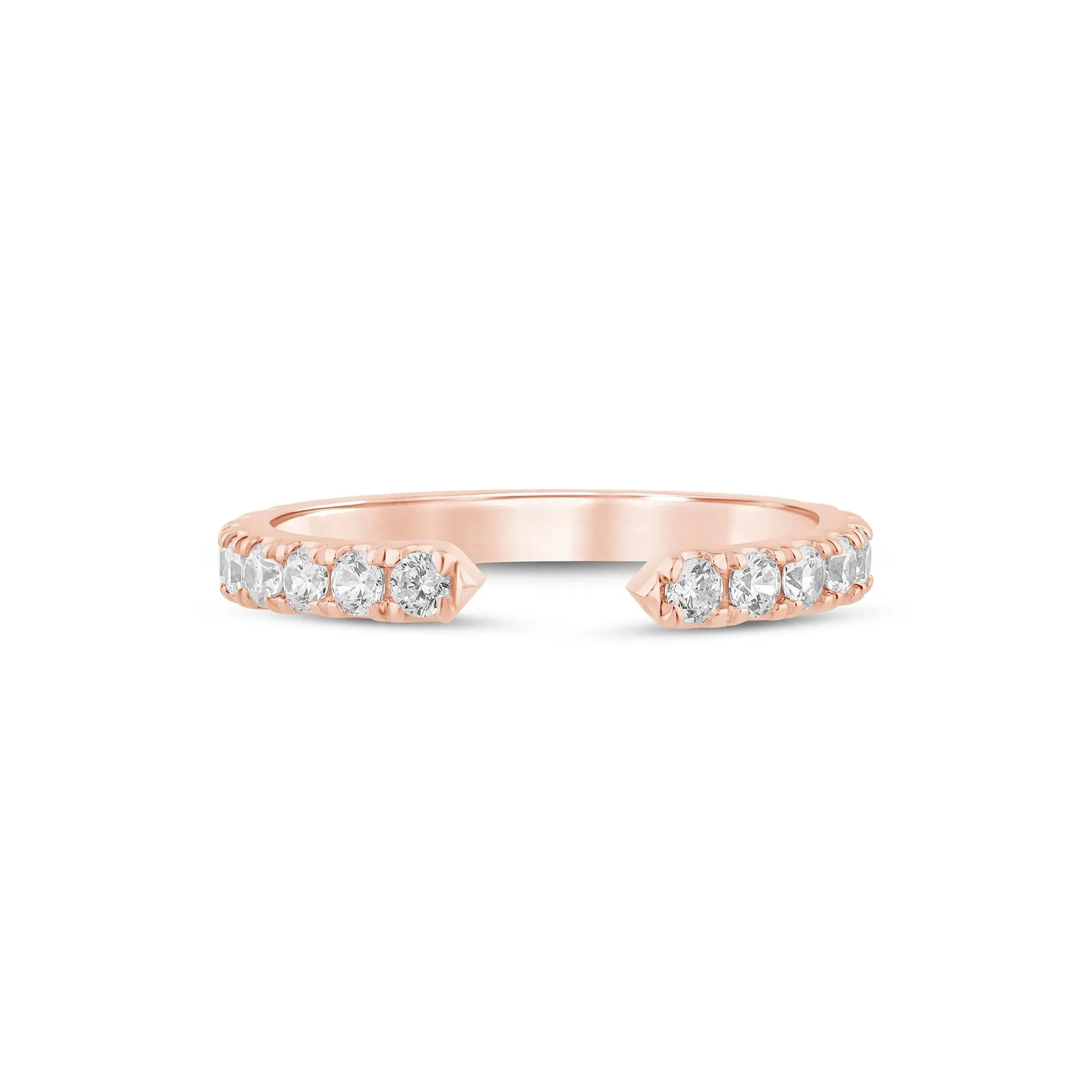 5/8 CT. Tw. Lab Grown Diamond Open Anniversary Band Ring 10K Rose Gold Round Brilliant Cut Size 5.5 2.5mm