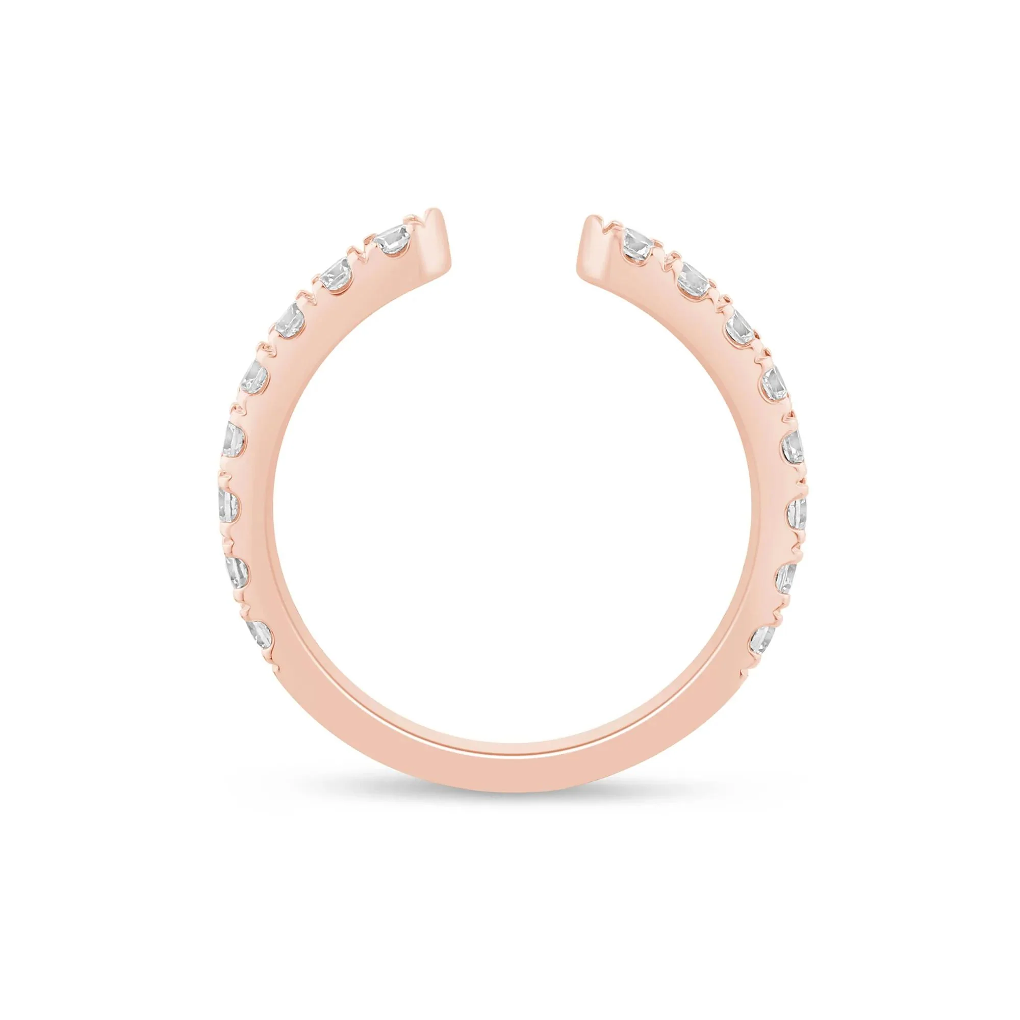 5/8 CT. Tw. Lab Grown Diamond Open Anniversary Band Ring 10K Rose Gold Round Brilliant Cut Size 6.5 2.5mm - Image 2