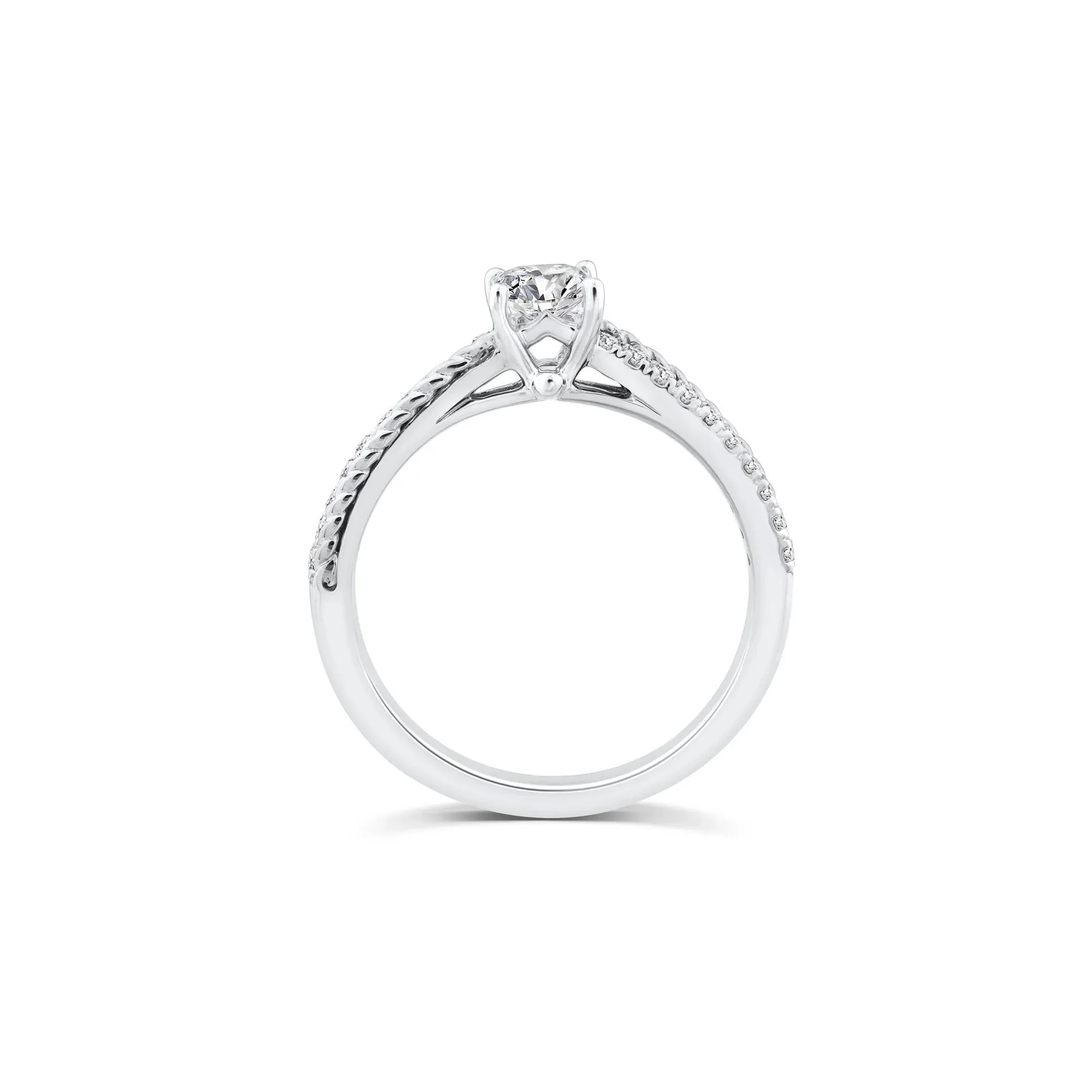 5/8 CT. Tw. Princess-Cut Diamond Engagement Ring 14K White Gold Round Brilliant Cut Size 6.5 2mm - Image 2
