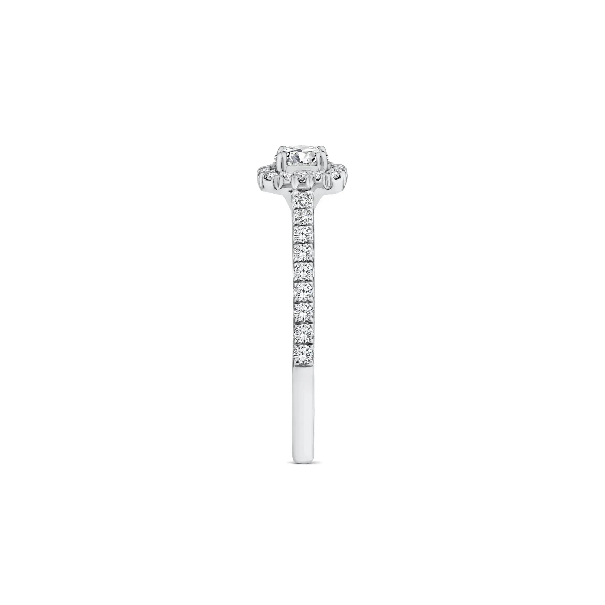 5/8 CT. Tw. Diamond Halo Engagement Ring 14K White and Yellow Gold Round Brilliant Cut Size 9 1.5mm - Image 3