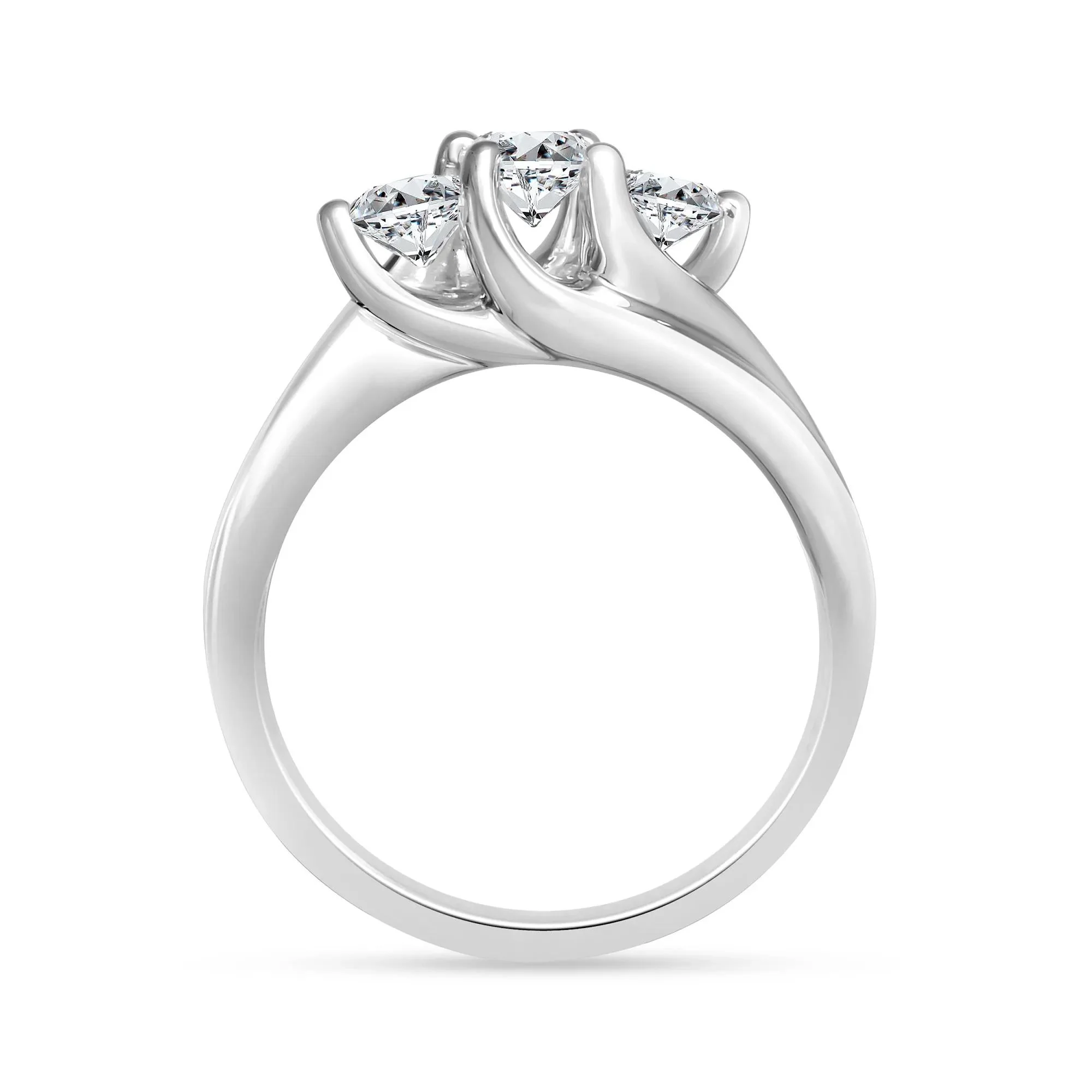 1 CT. Tw. Diamond Three-Stone Ring 14K White Gold Round Brilliant Cut Size 9 2.5mm - Image 2