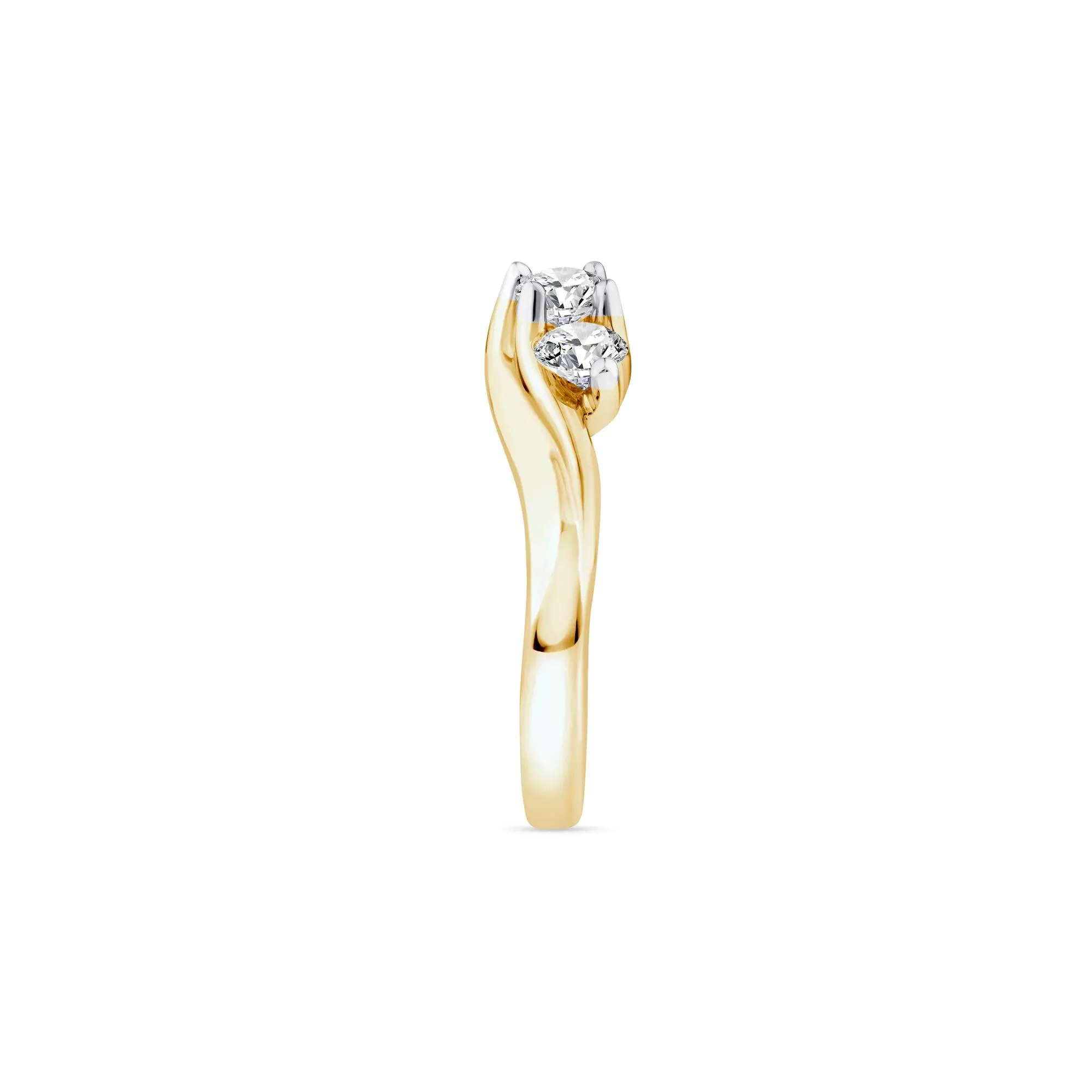 1 CT. Tw. Diamond Three-Stone Ring 14K Yellow Gold Round Brilliant Cut Size 5.5 2.5mm - Image 3