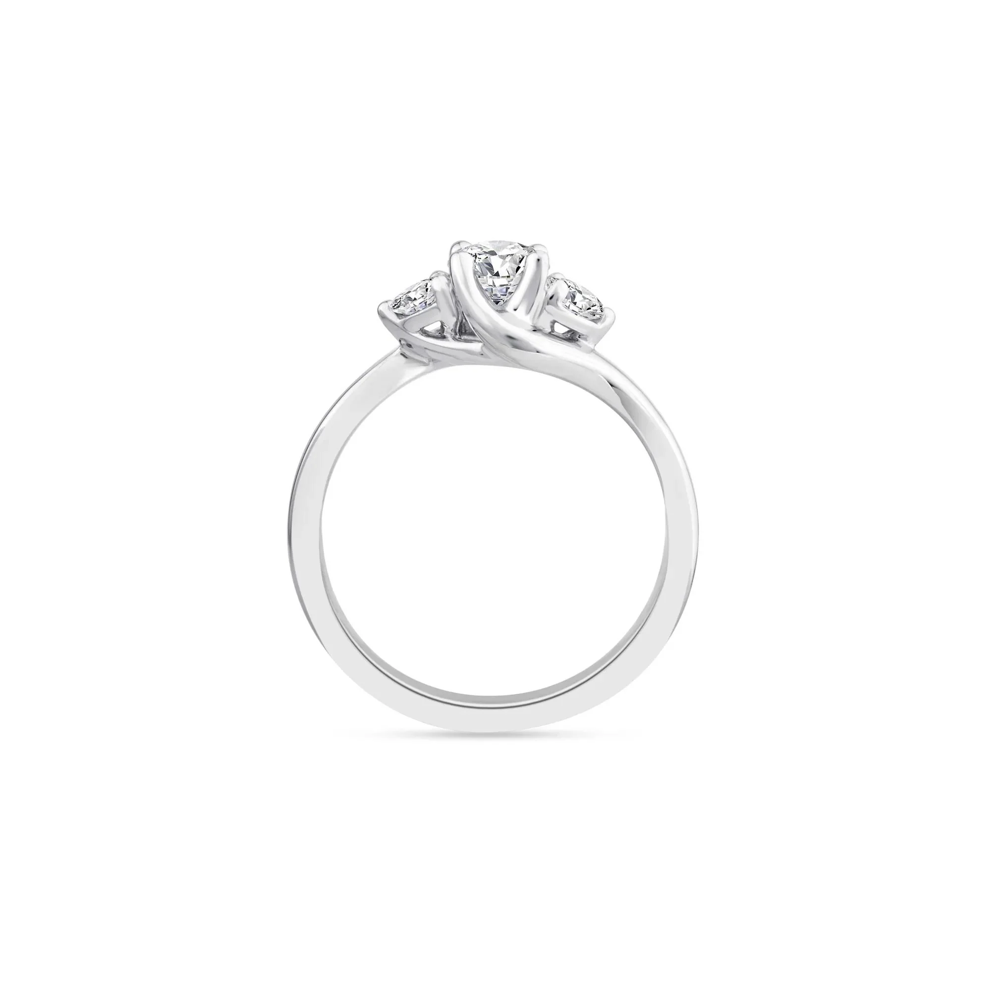 3/4 CT. Tw. Diamond Three-Stone Bypass Ring 14K White Gold Round Brilliant Cut Size 5 11.5mm - Image 3