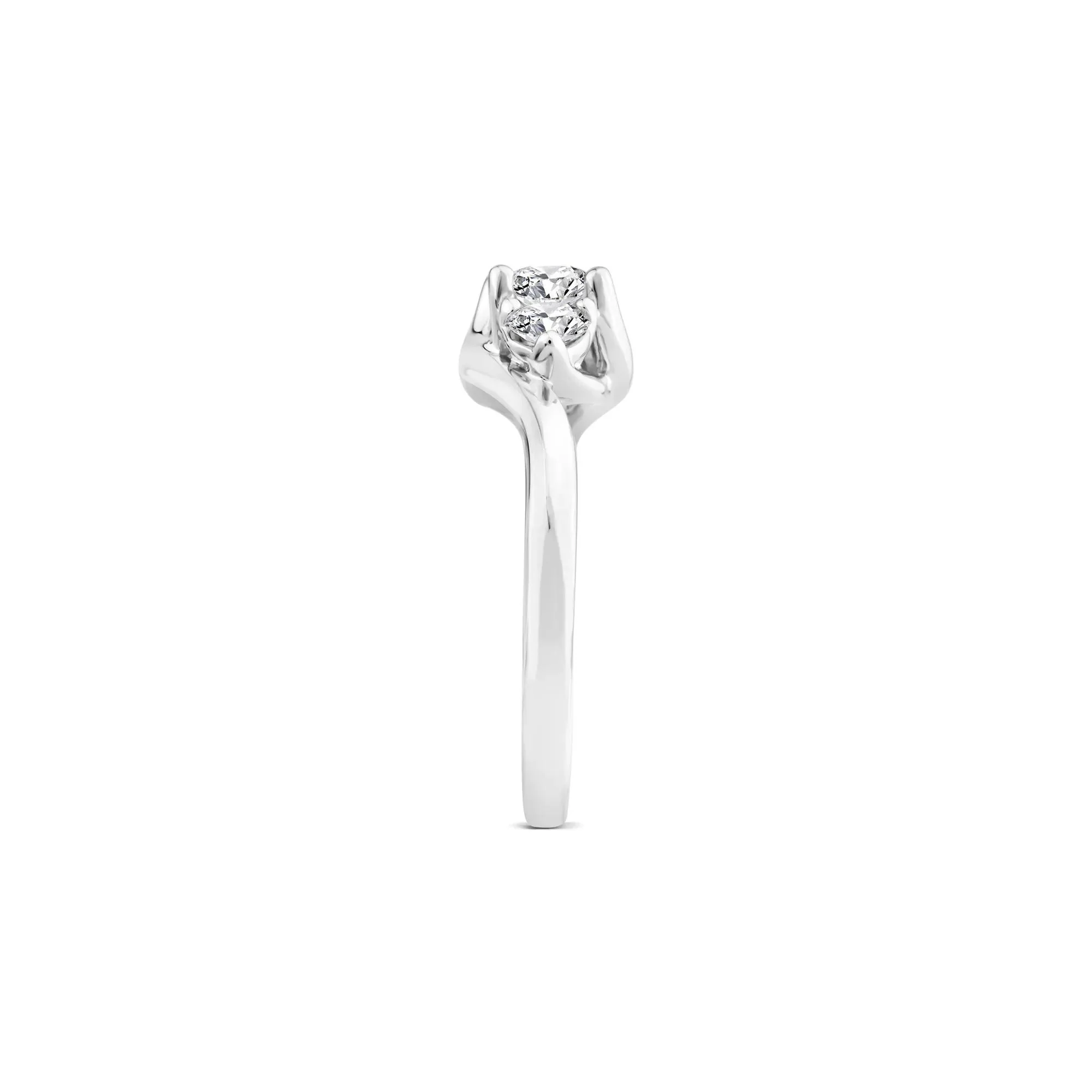 3/4 CT. Tw. Diamond Three-Stone Bypass Ring 14K White Gold Round Brilliant Cut Size 7.5 11.5mm - Image 2