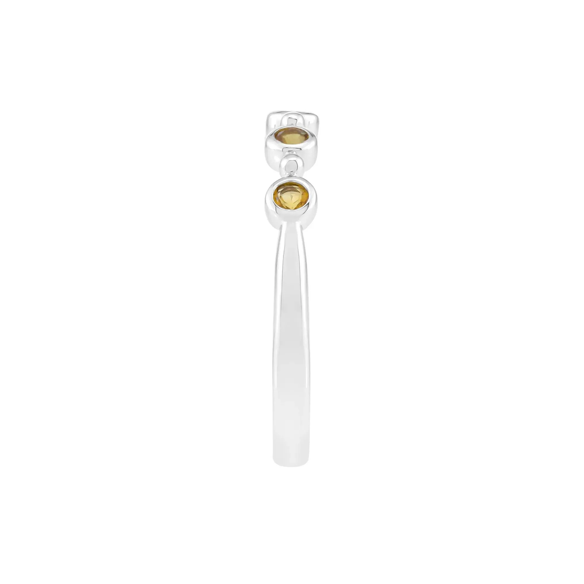 Citrine Bezel Stack Ring .925 Sterling Silver Round Brilliant Cut White Size 10 2mm - Image 3