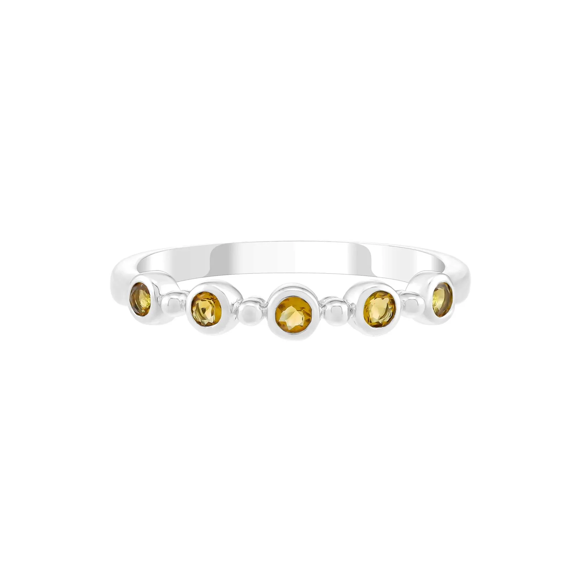 Citrine Bezel Stack Ring .925 Sterling Silver Round Brilliant Cut White Size 7 2mm