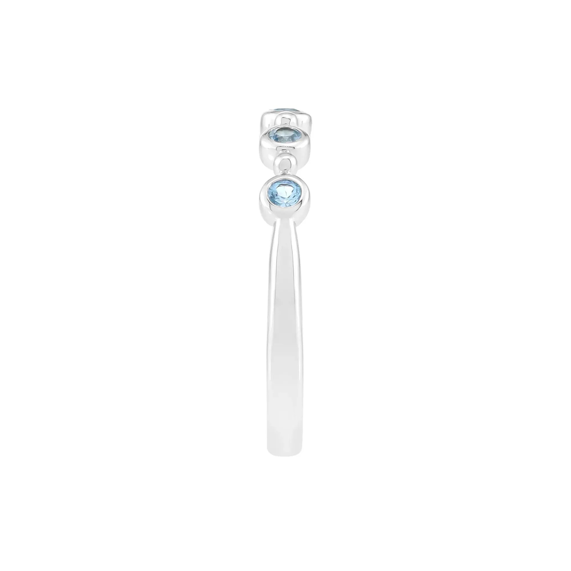 Swiss Blue Topaz Bezel Stack Ring .925 Sterling Silver White Size 9.5 2mm - Image 3