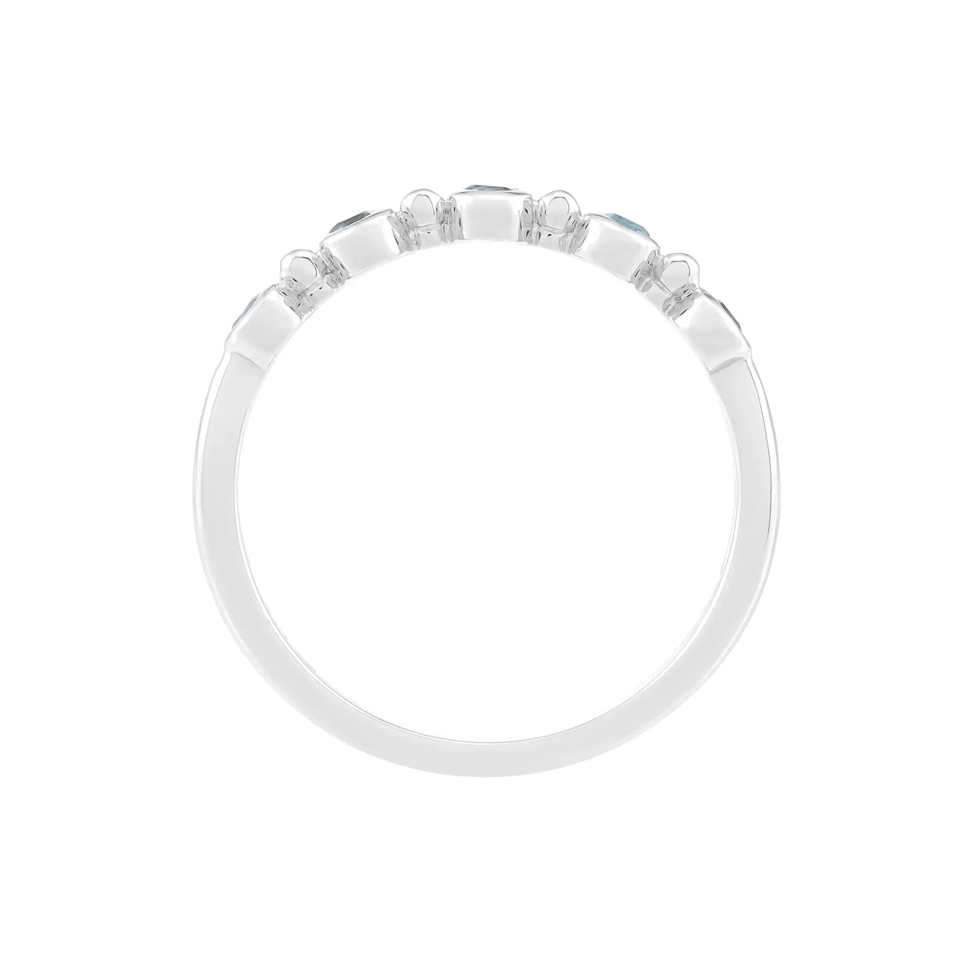 Lab-Created Cabochon Opal Bezel Stack Ring .925 Sterling Silver White Size 5.5 2mm