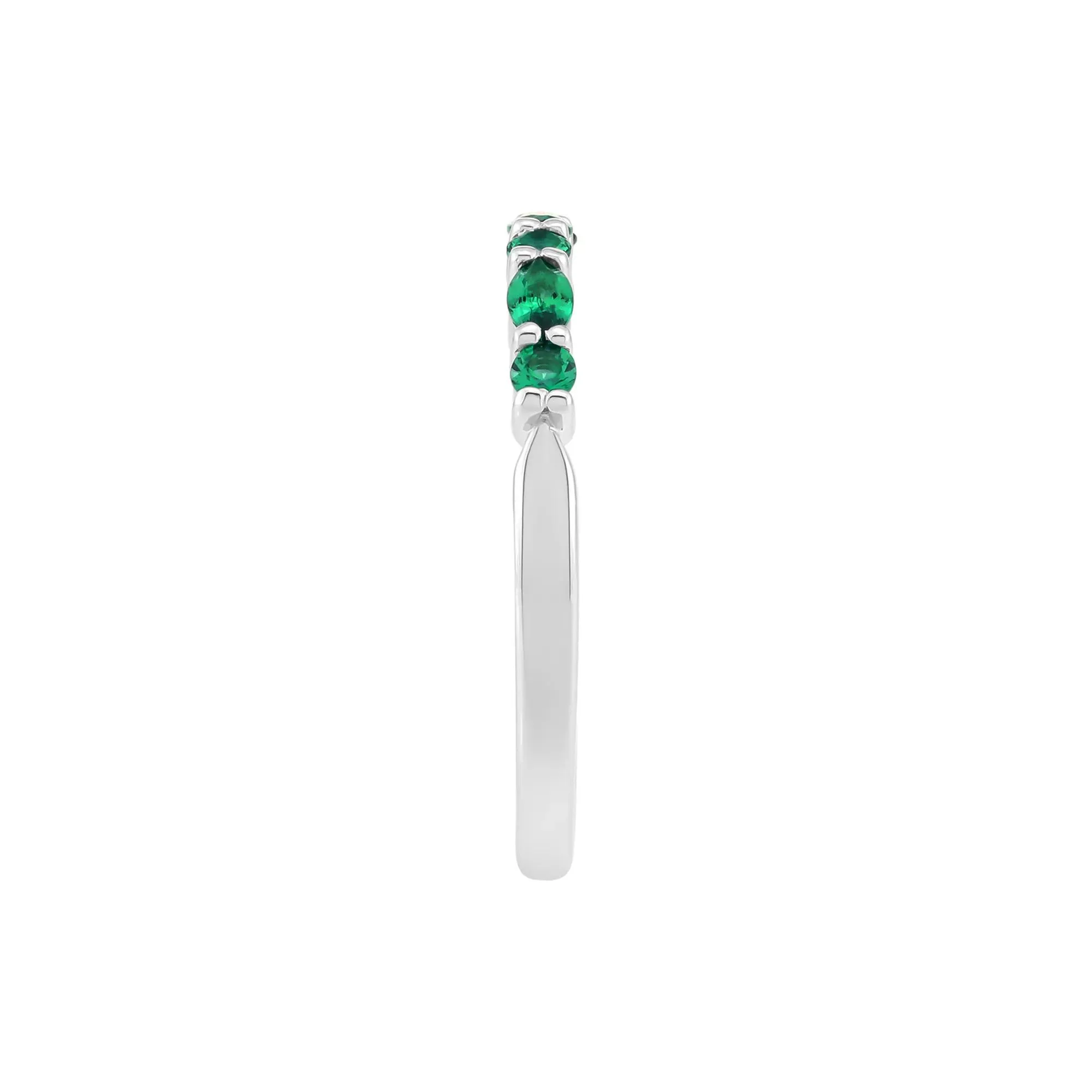 Lab-Created Emerald Stack Ring .925 Sterling Silver White Size 5 1.5mm - Image 2