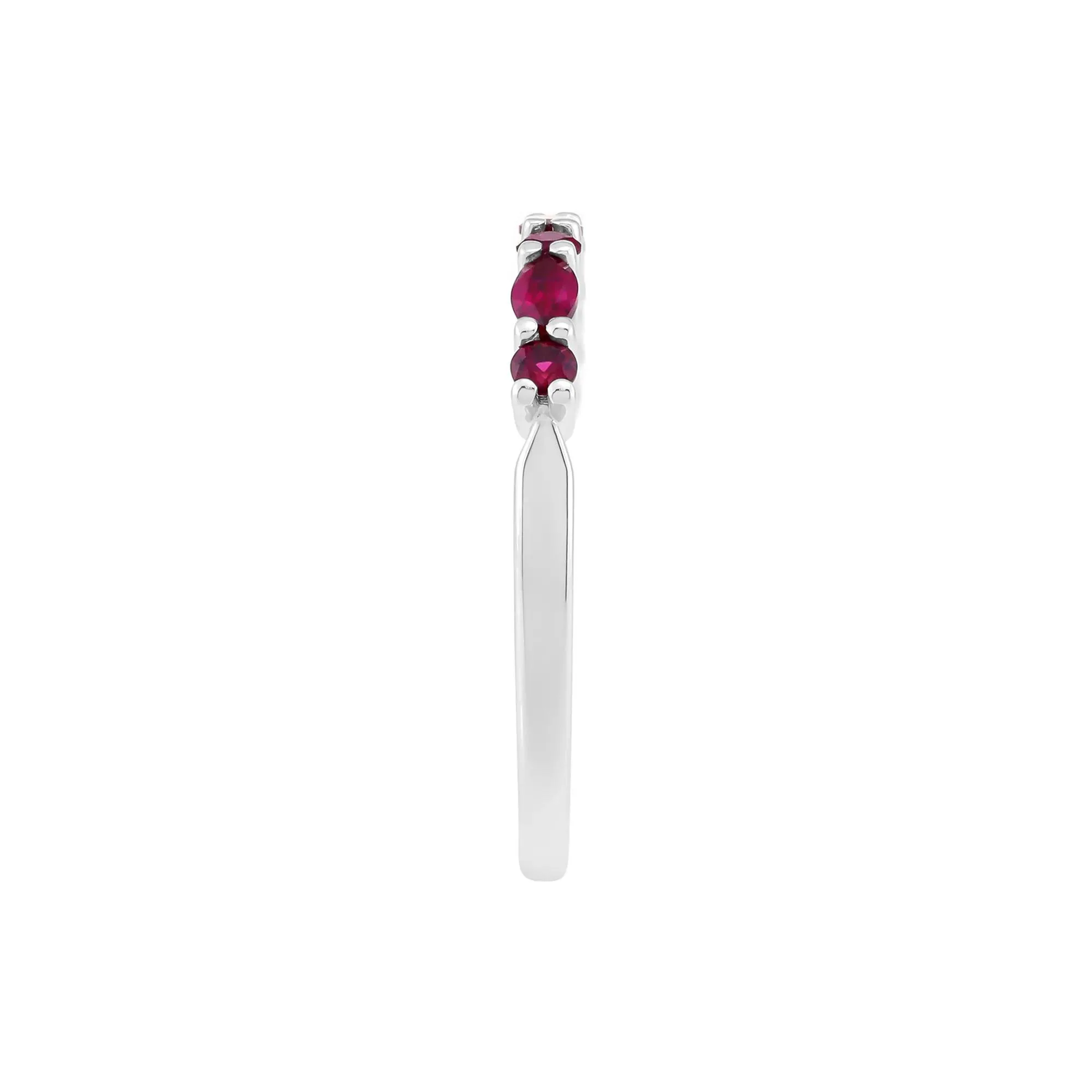 Lab-Created Ruby Stack Ring .925 Sterling Silver White Size 8 1.5mm - Image 3