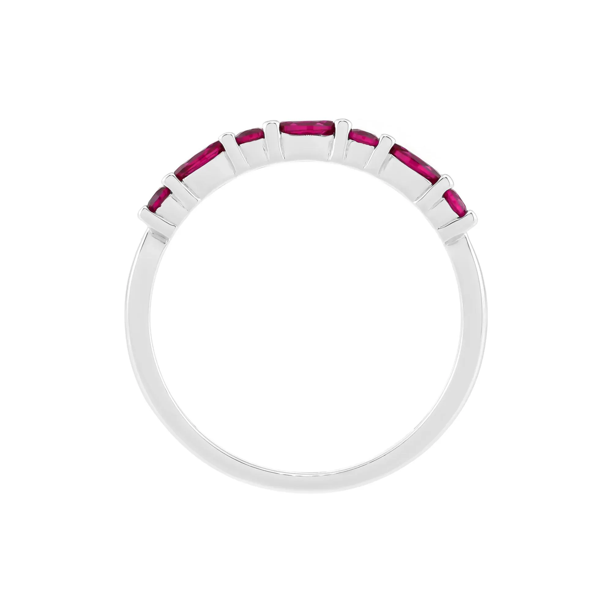 Lab-Created Ruby Stack Ring .925 Sterling Silver White Size 9 1.5mm - Image 2