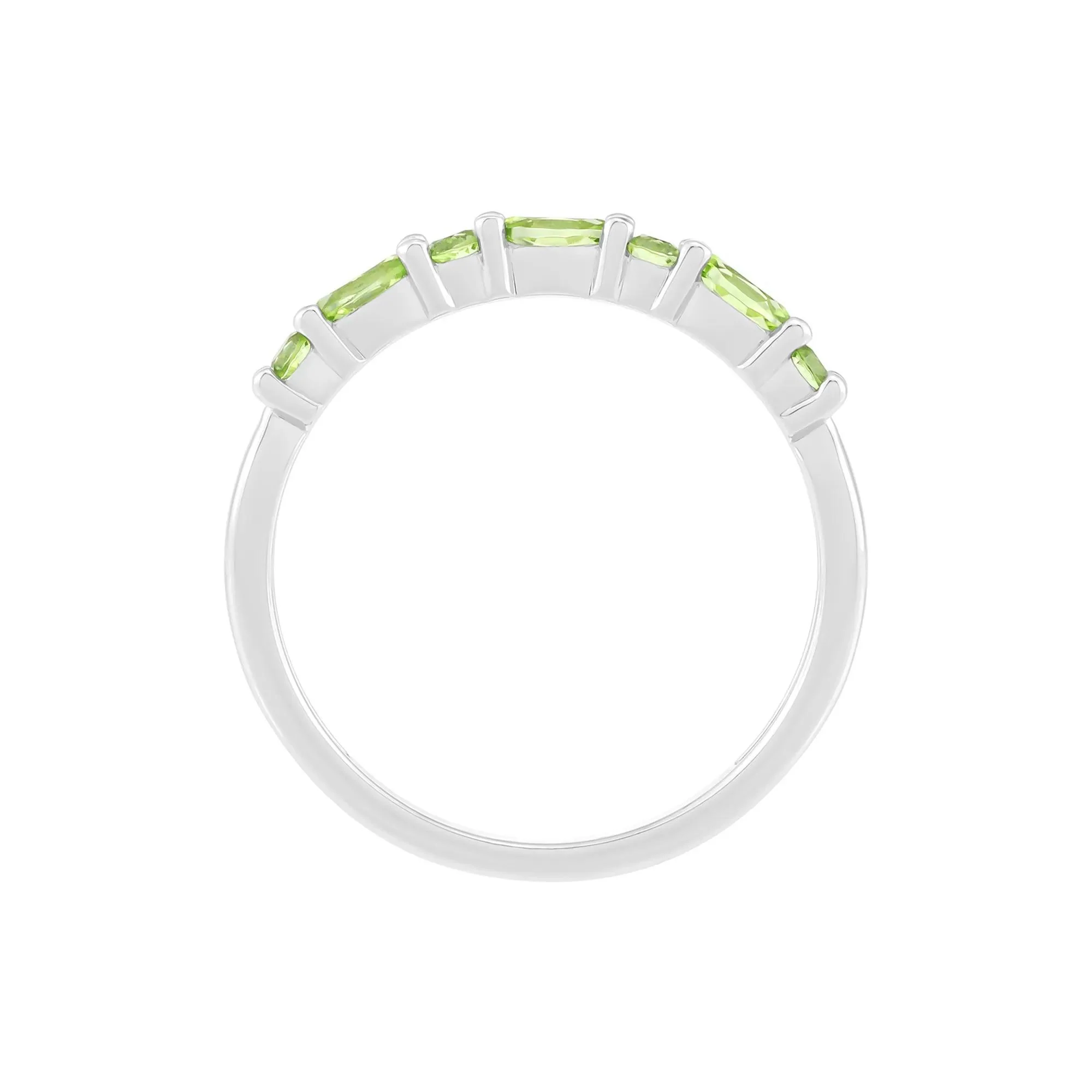 Peridot Stack Ring .925 Sterling Silver Round Brilliant Cut White Size 10 1.5mm - Image 2