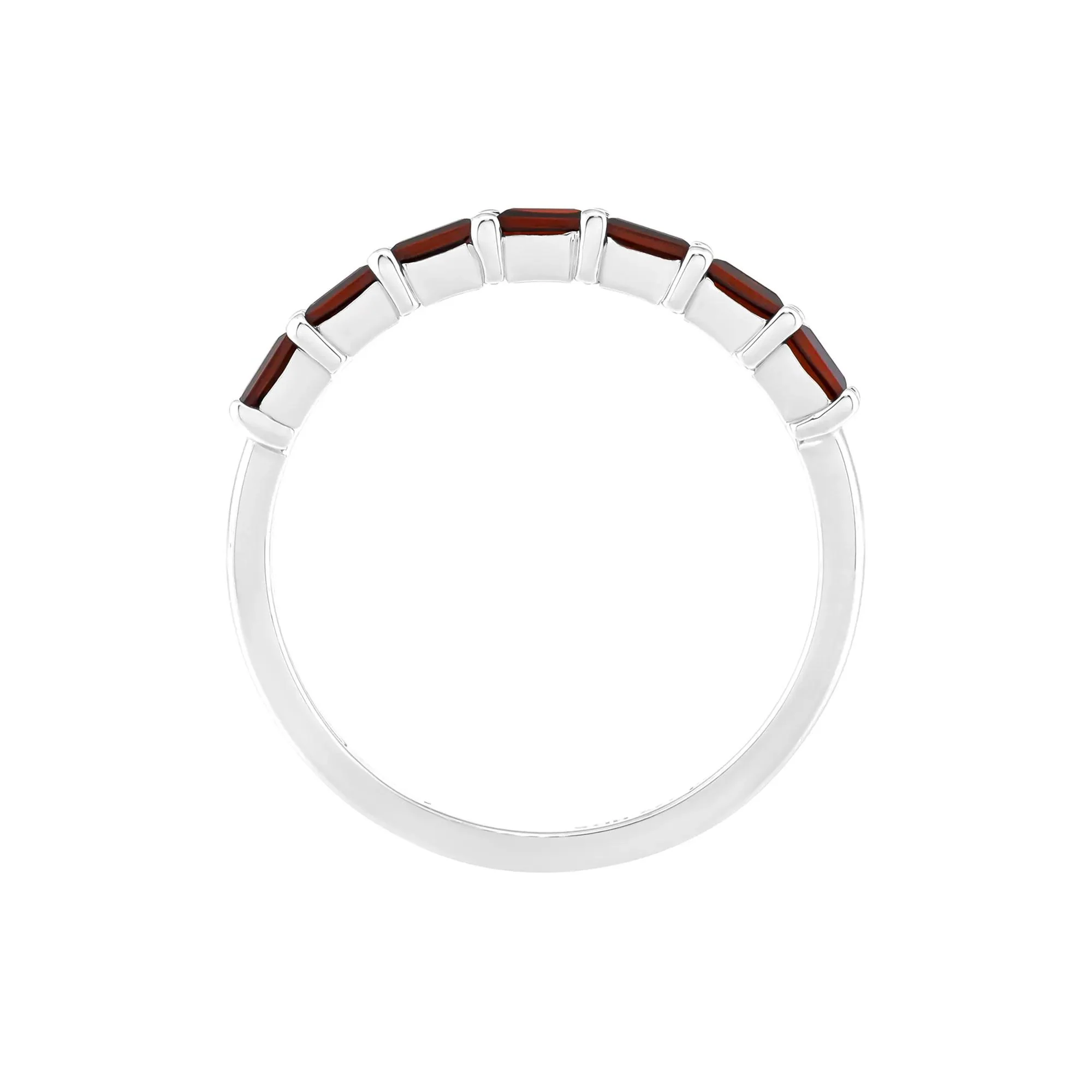 Garnet Baguette Stack Ring .925 Sterling Silver White Size 8.5 1.5mm - Image 2