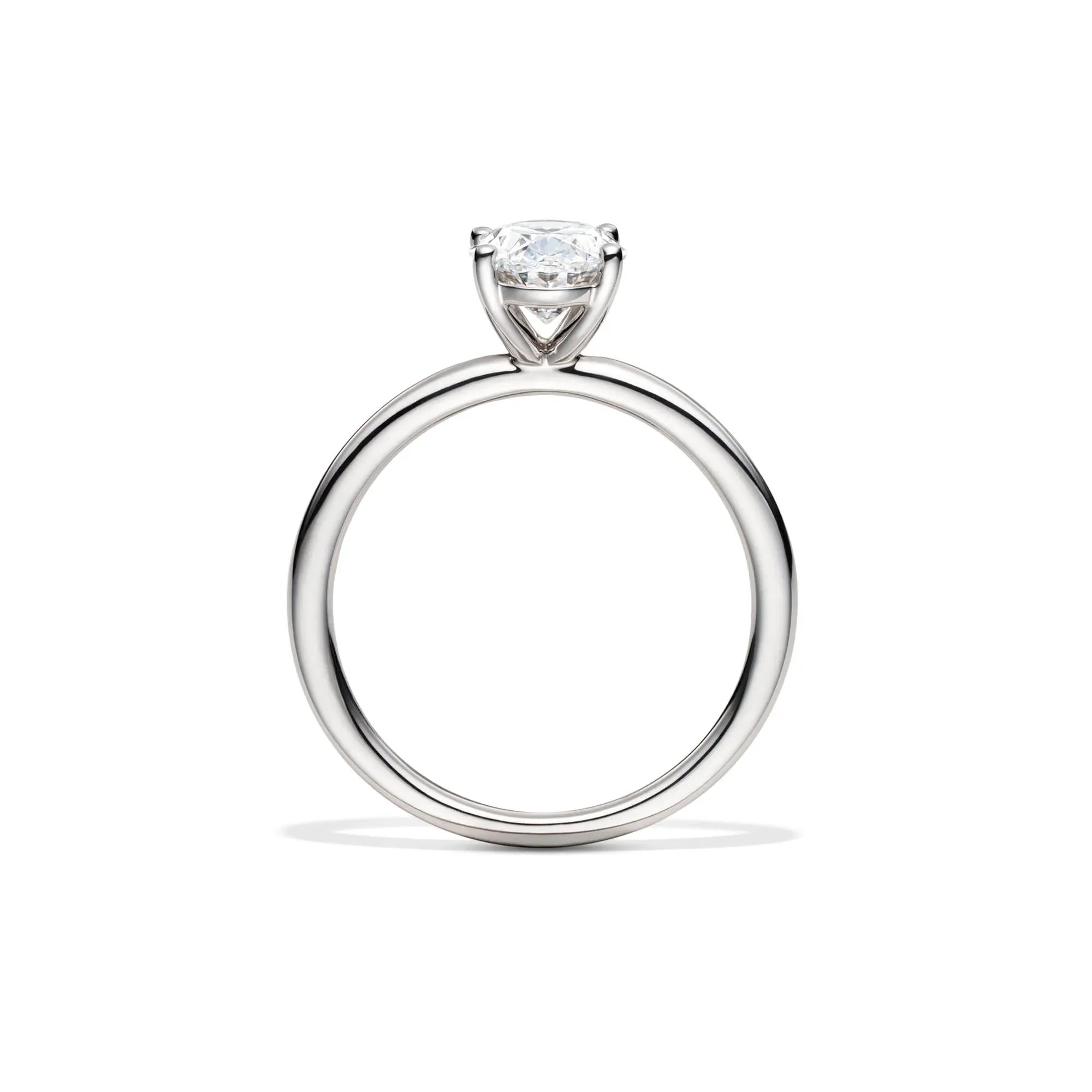 Lab Grown Diamond Solitaire Oval Engagement Ring 14K White Gold (1/2 CT.) Size 5.5 2mm