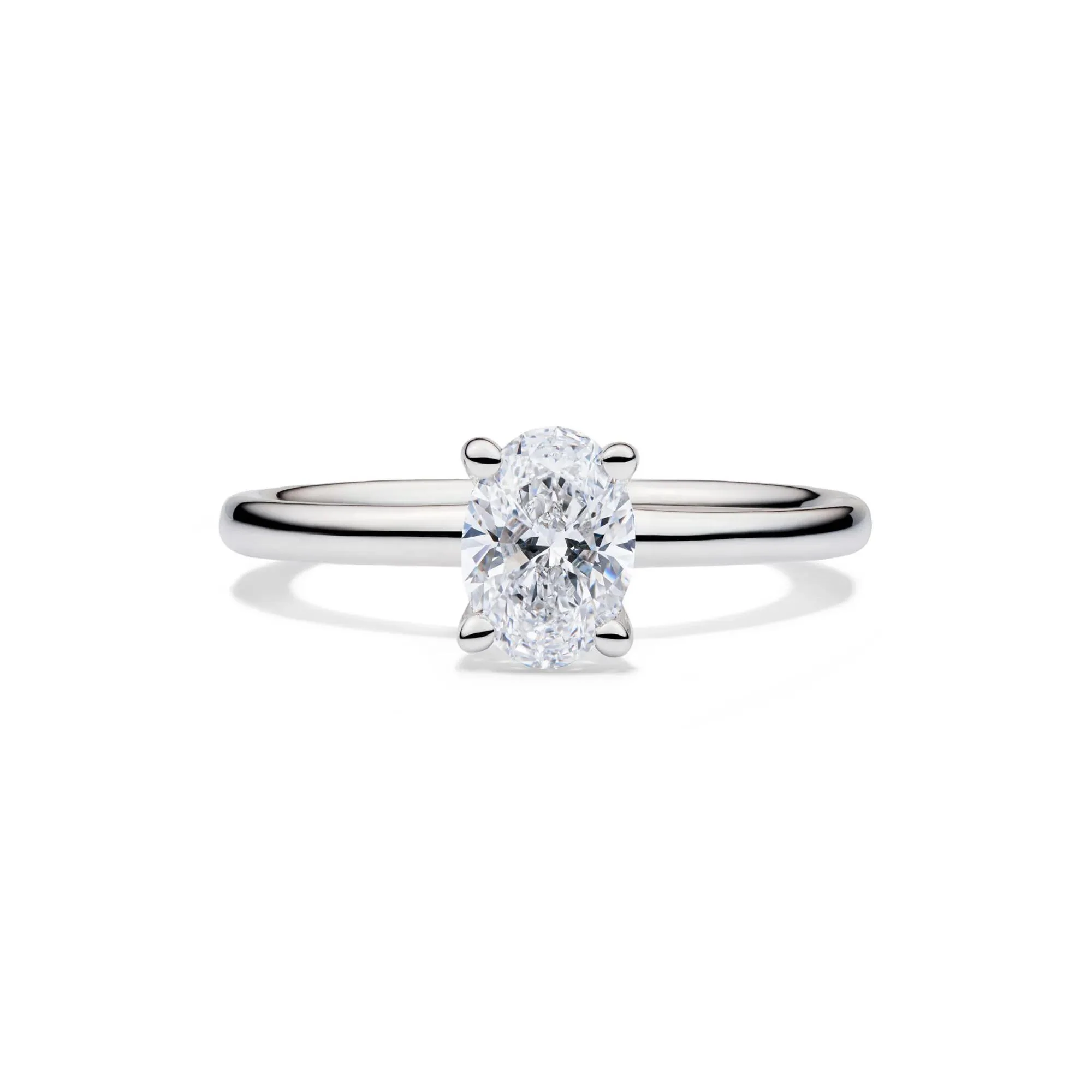 Lab Grown Diamond Solitaire Oval Engagement Ring 14K White Gold (1/2 CT.) Size 5.5 2mm - Image 4