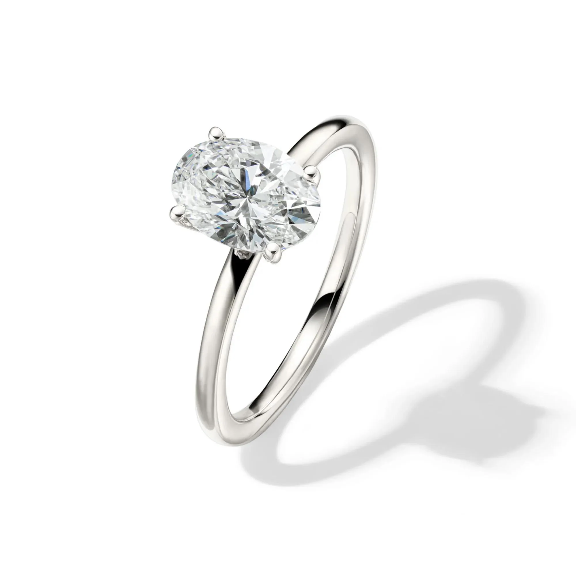Lab Grown Diamond Solitaire Oval Engagement Ring 14K White Gold (1/2 CT.) Size 9.5 2mm - Image 3