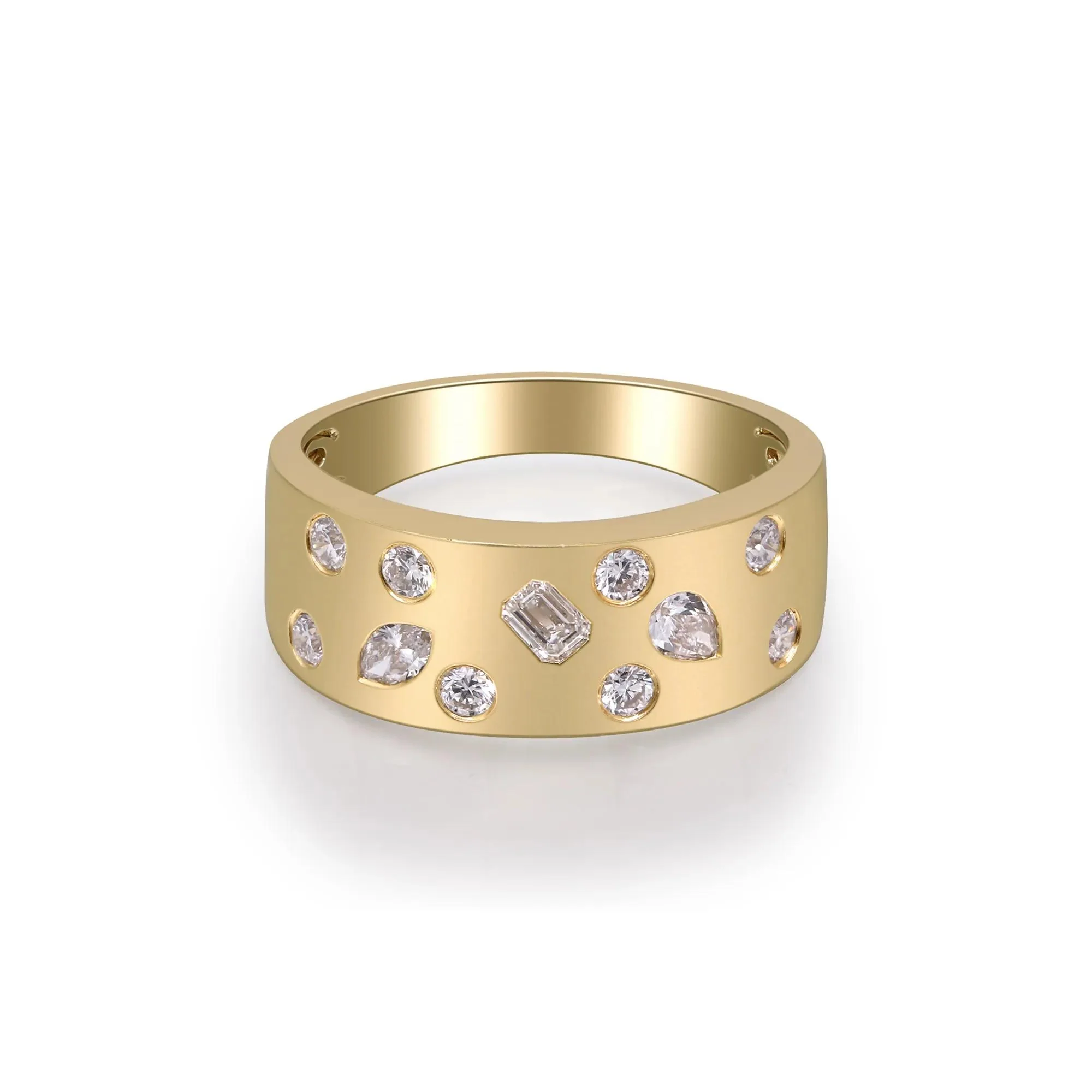 Multi-Cut Diamond Ring 10K Yellow Gold Size 6.5 2mm - Image 2