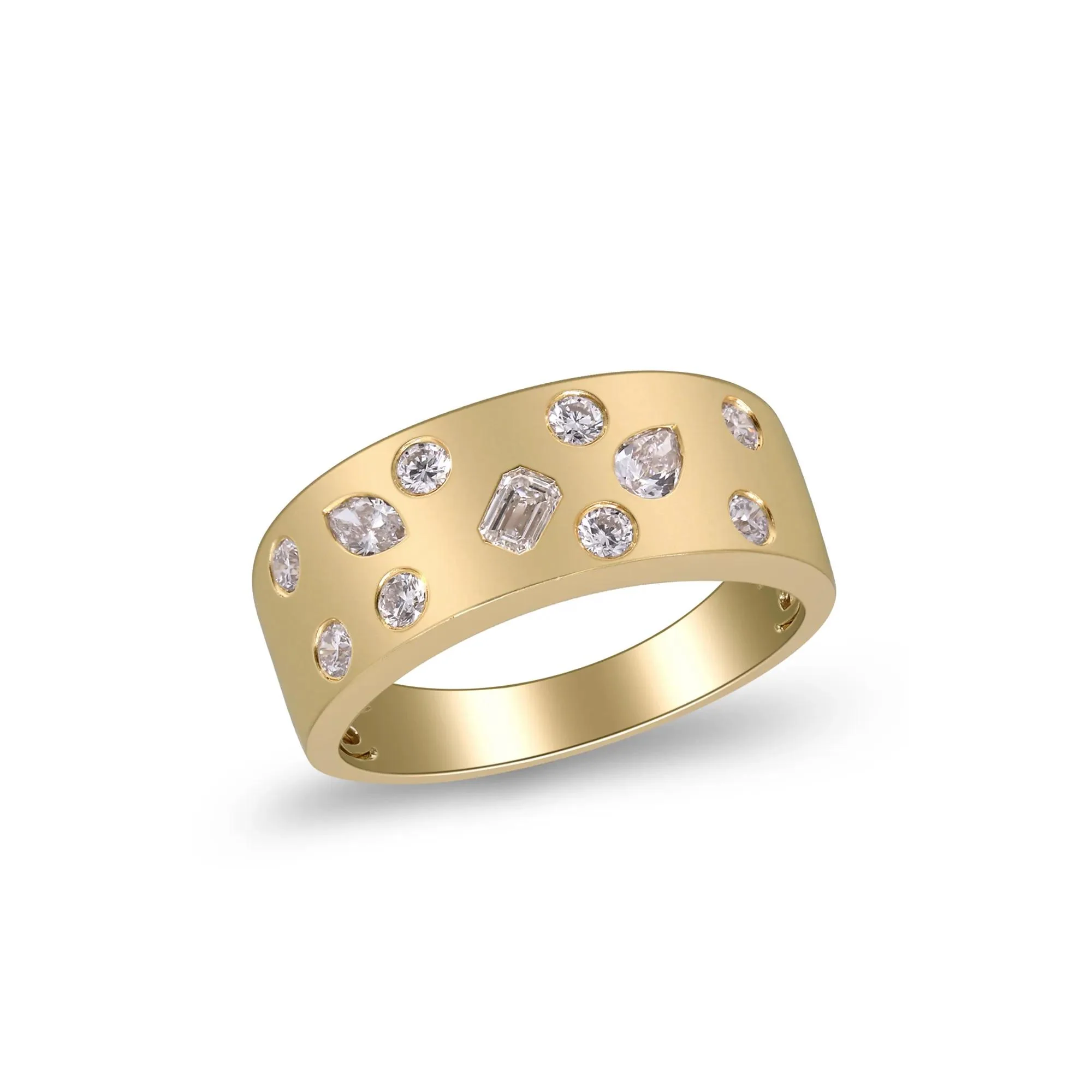 Multi-Cut Diamond Ring 10K Yellow Gold Size 8.5 2mm - Image 3
