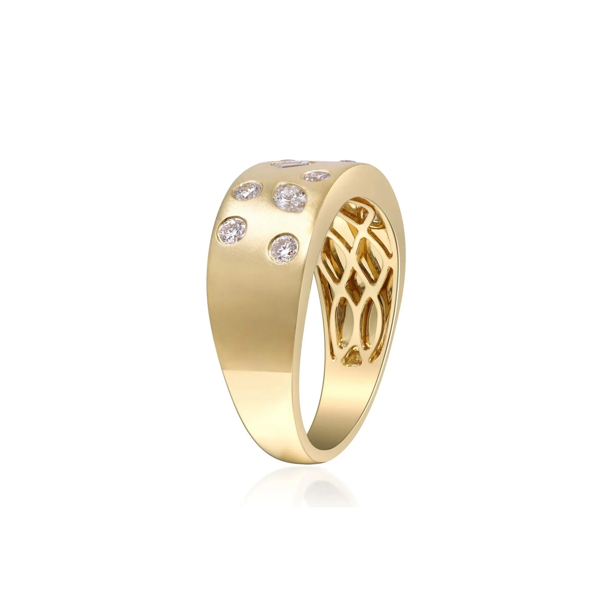 Multi-Cut Diamond Ring 10K Yellow Gold Size 9 2mm - Image 4