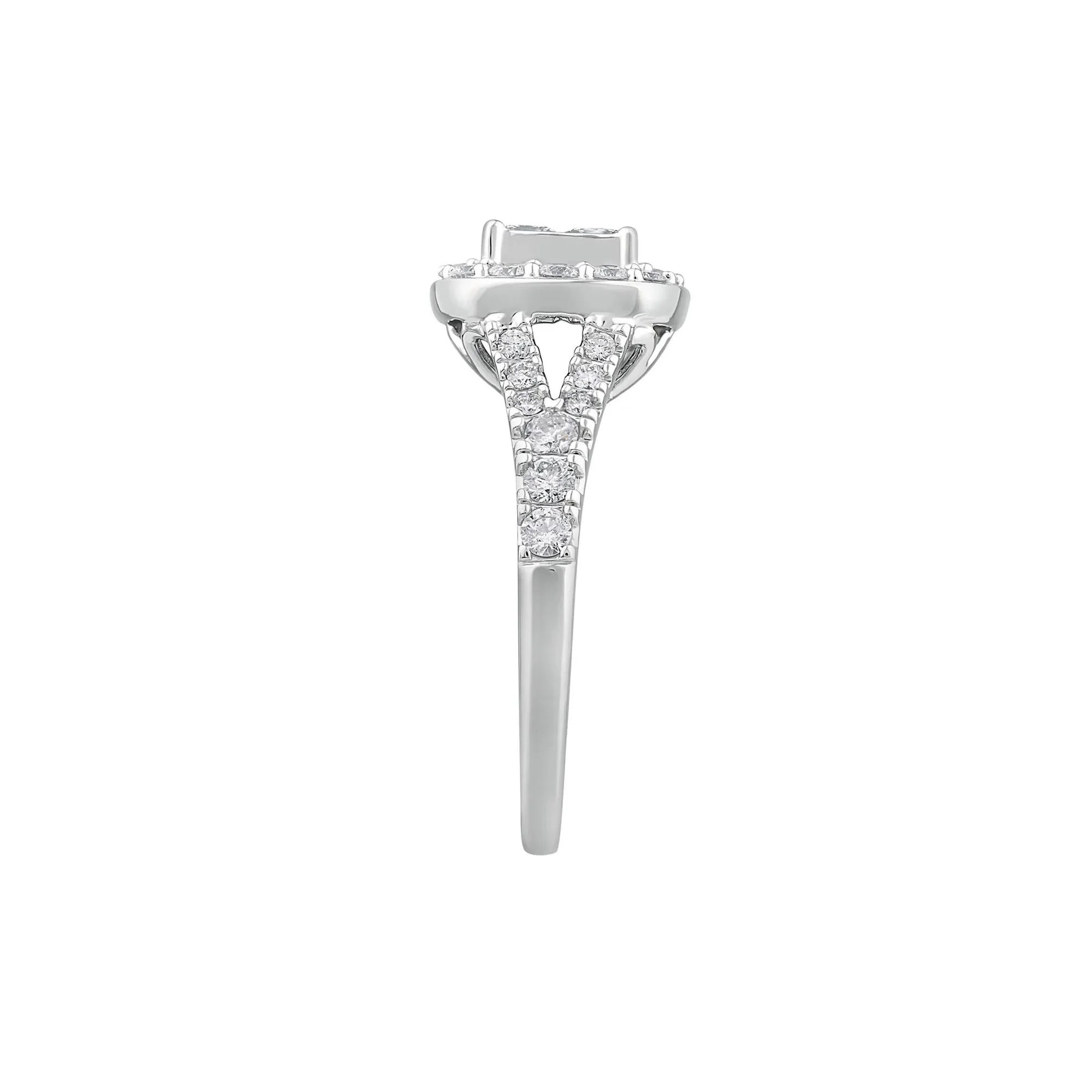 1/4 CT. Tw. Princess-Cut Diamond Composite Engagement Ring 10K White Gold Round Brilliant Cut Size 7.5 1mm - Image 3