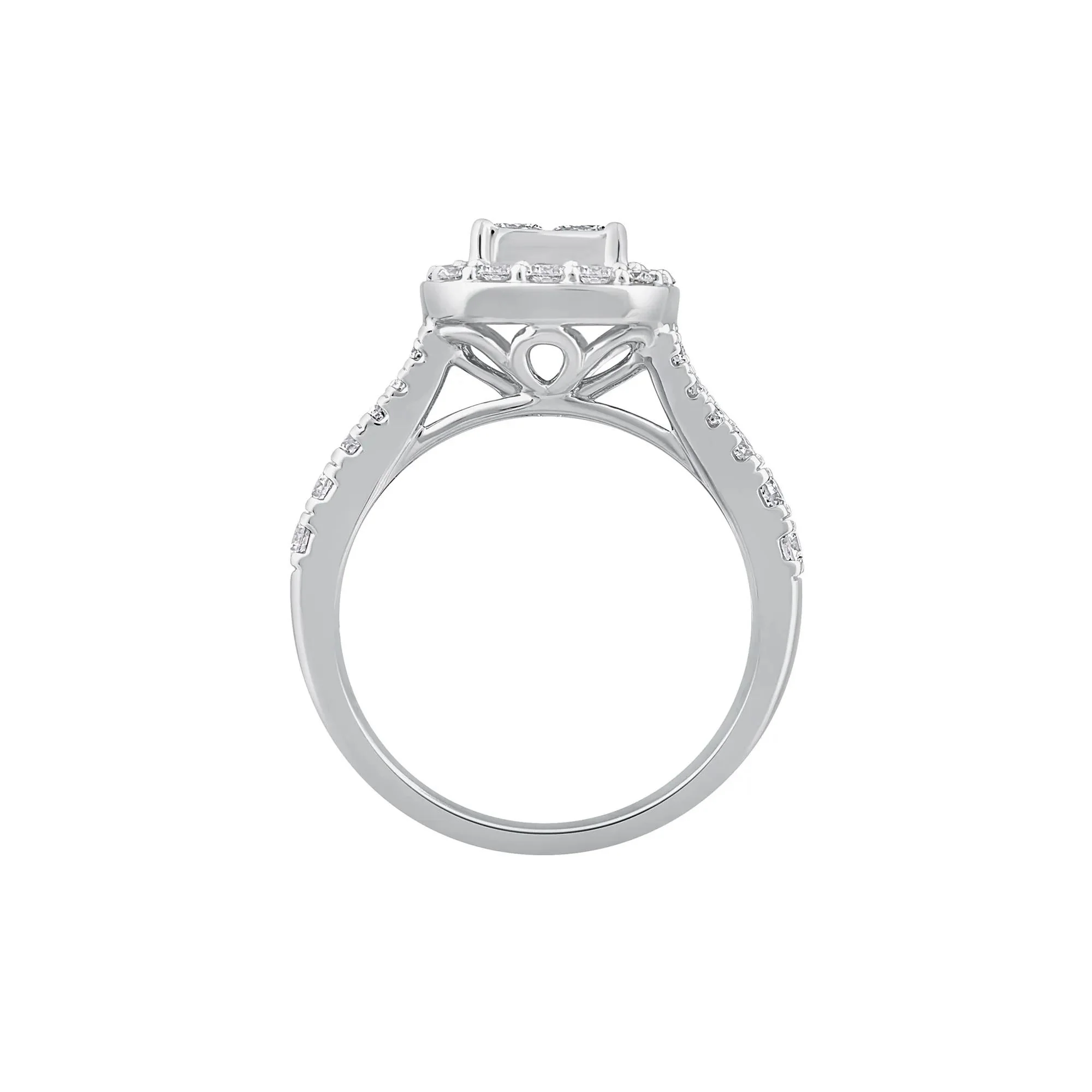 1/4 CT. Tw. Princess-Cut Diamond Composite Engagement Ring 10K White Gold Round Brilliant Cut Size 8 1mm - Image 2