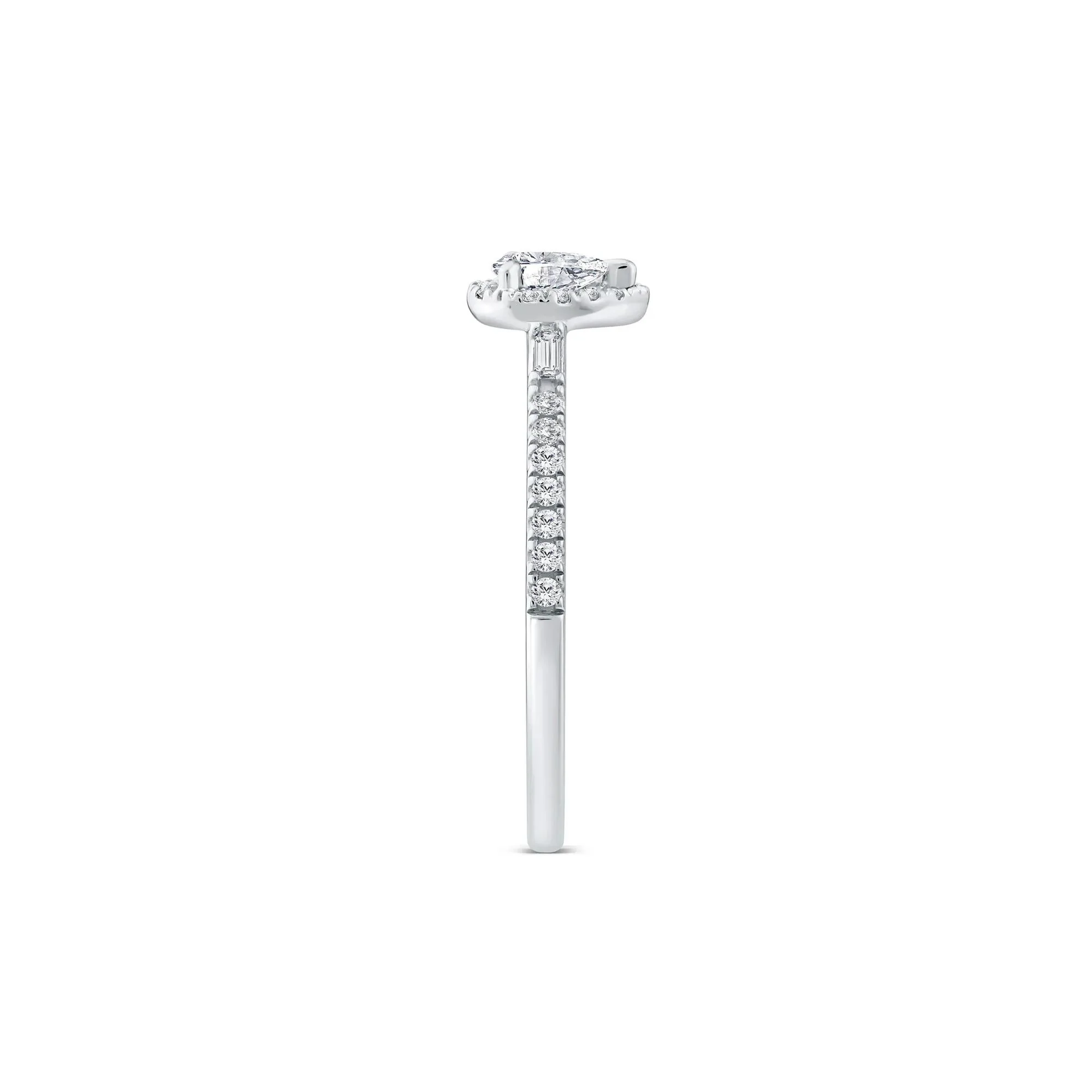 3/8 CT. Tw. Pear-Shaped Diamond Halo Engagement Ring 10K White Gold Round Brilliant Cut Size 8 1mm - Image 3