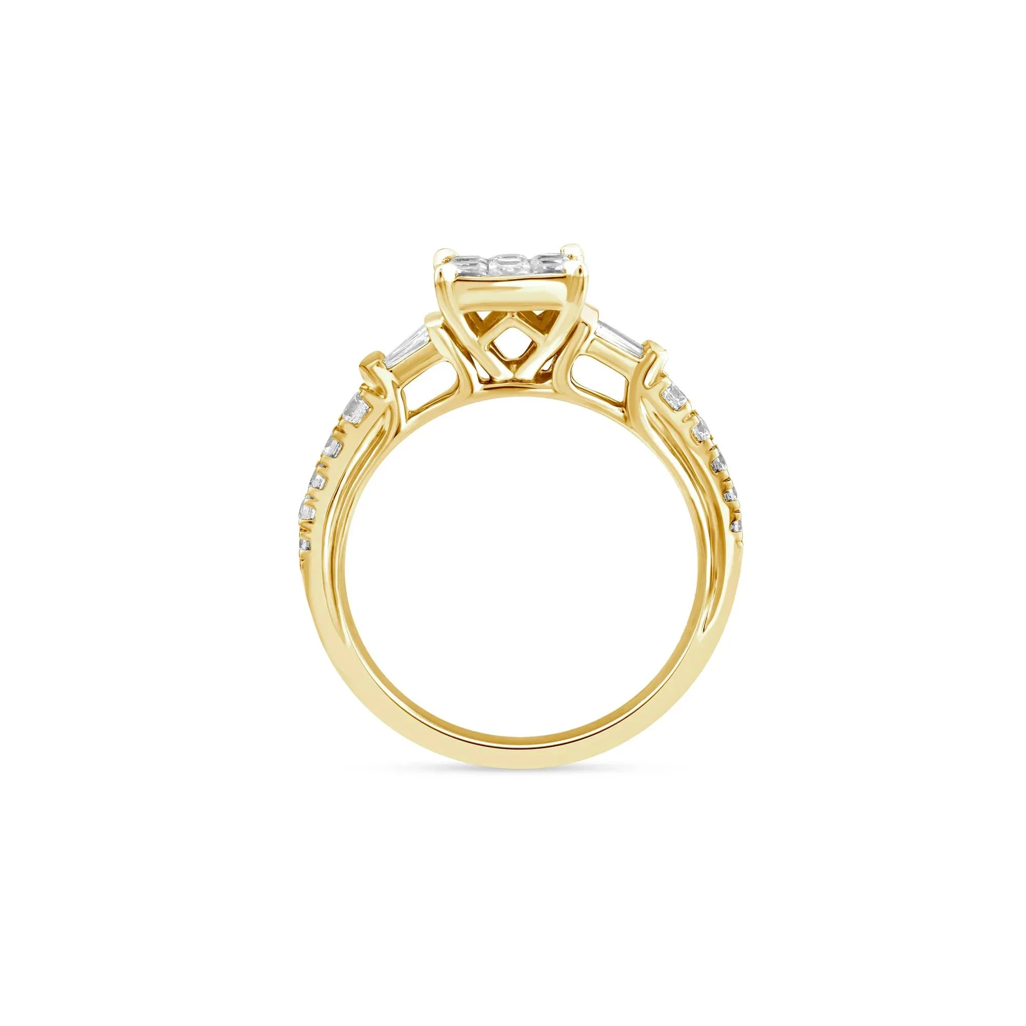 3/4 CT. Tw. Princess-Cut Diamond Composite Engagement Ring 10K Yellow Gold Round Brilliant Cut Size 7.5 1.5mm - Image 2