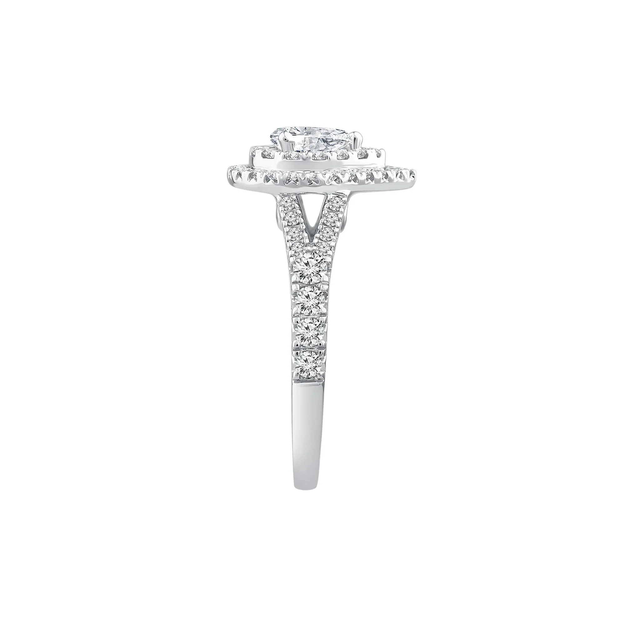 1/4 CT. Tw. Pear-Shaped Diamond Double Halo Engagement Ring 14K White Gold Round Brilliant Cut Size 6 1mm - Image 3